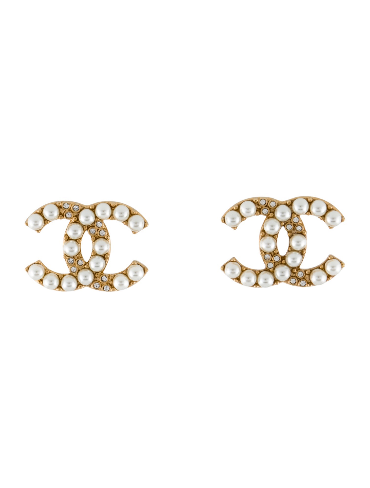 Chanel 2024 Faux Pearl & Strass CC Clip-On Earrings