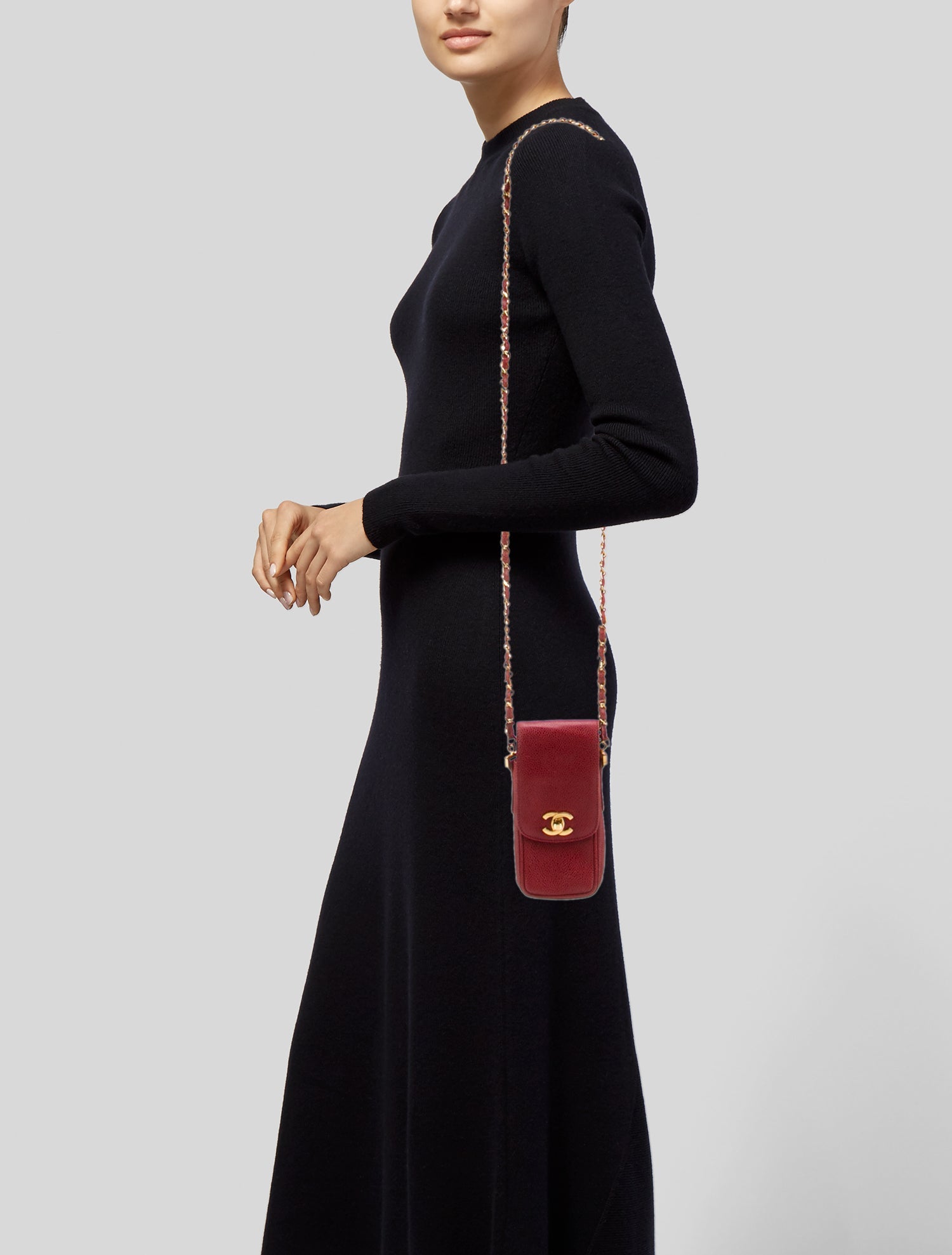 Chanel CC Caviar Phone Holder