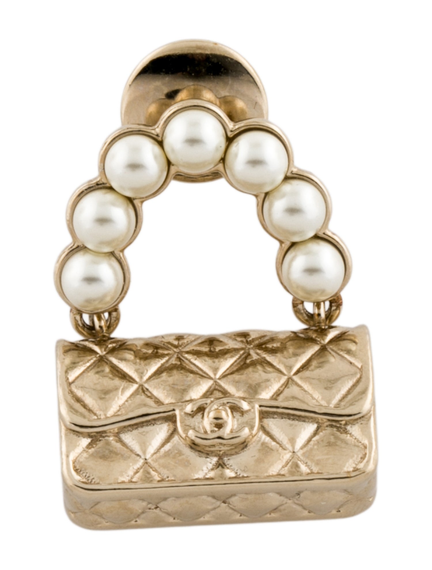 Chanel Faux Pearl CC Purse Brooch