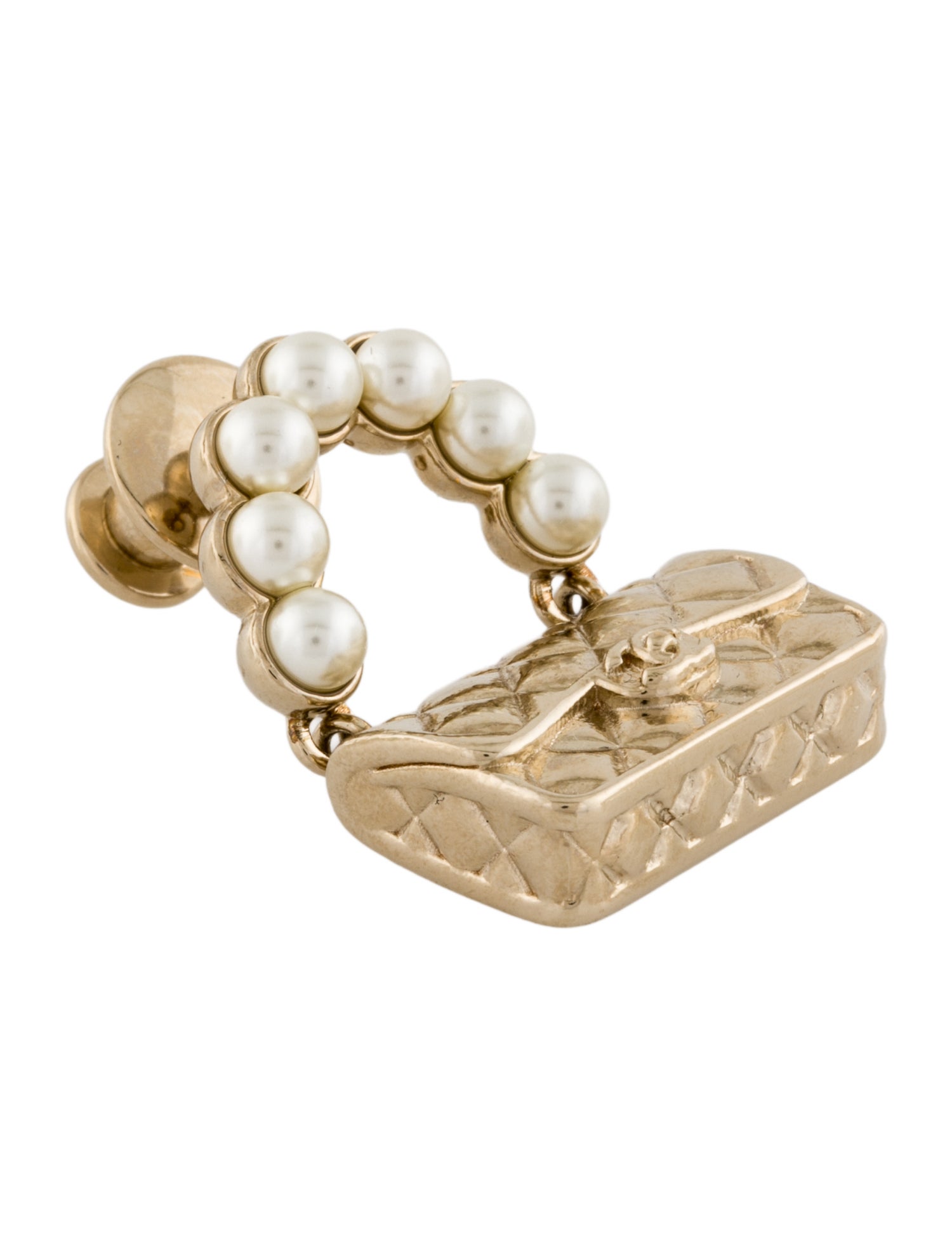 Chanel Faux Pearl CC Purse Brooch