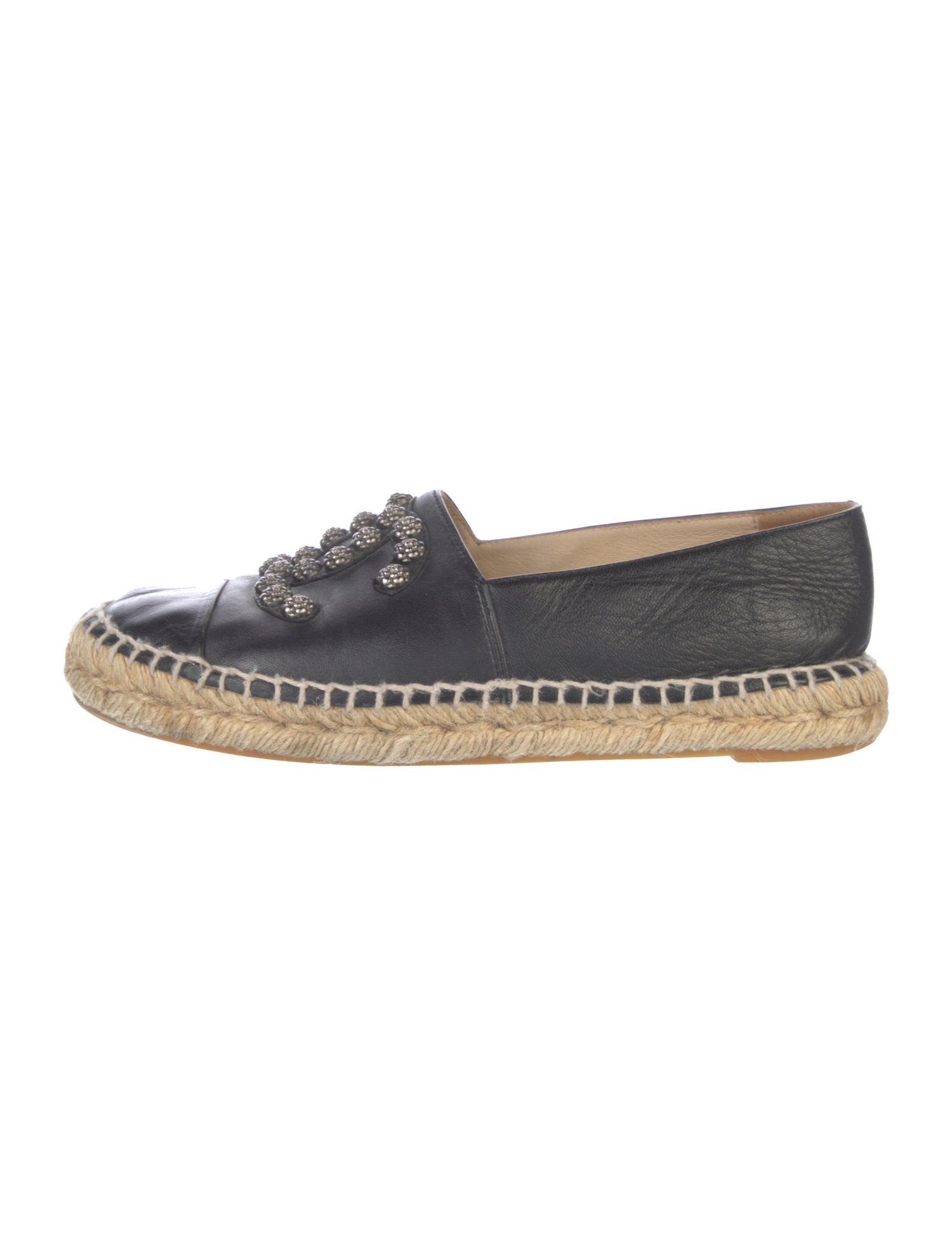 Chanel Interlocking CC Logo Leather Espadrilles