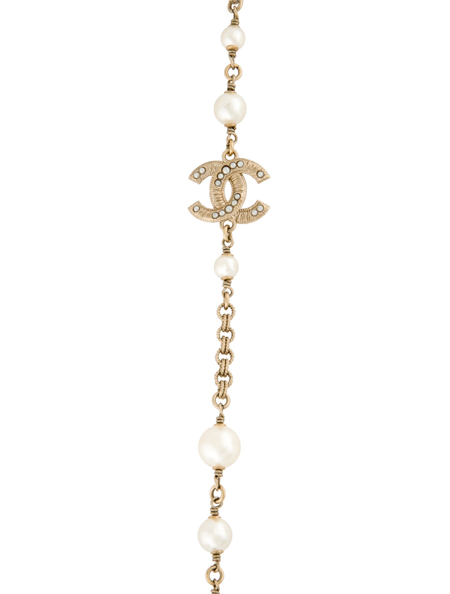 Chanel Faux Pearl CC Station Necklace