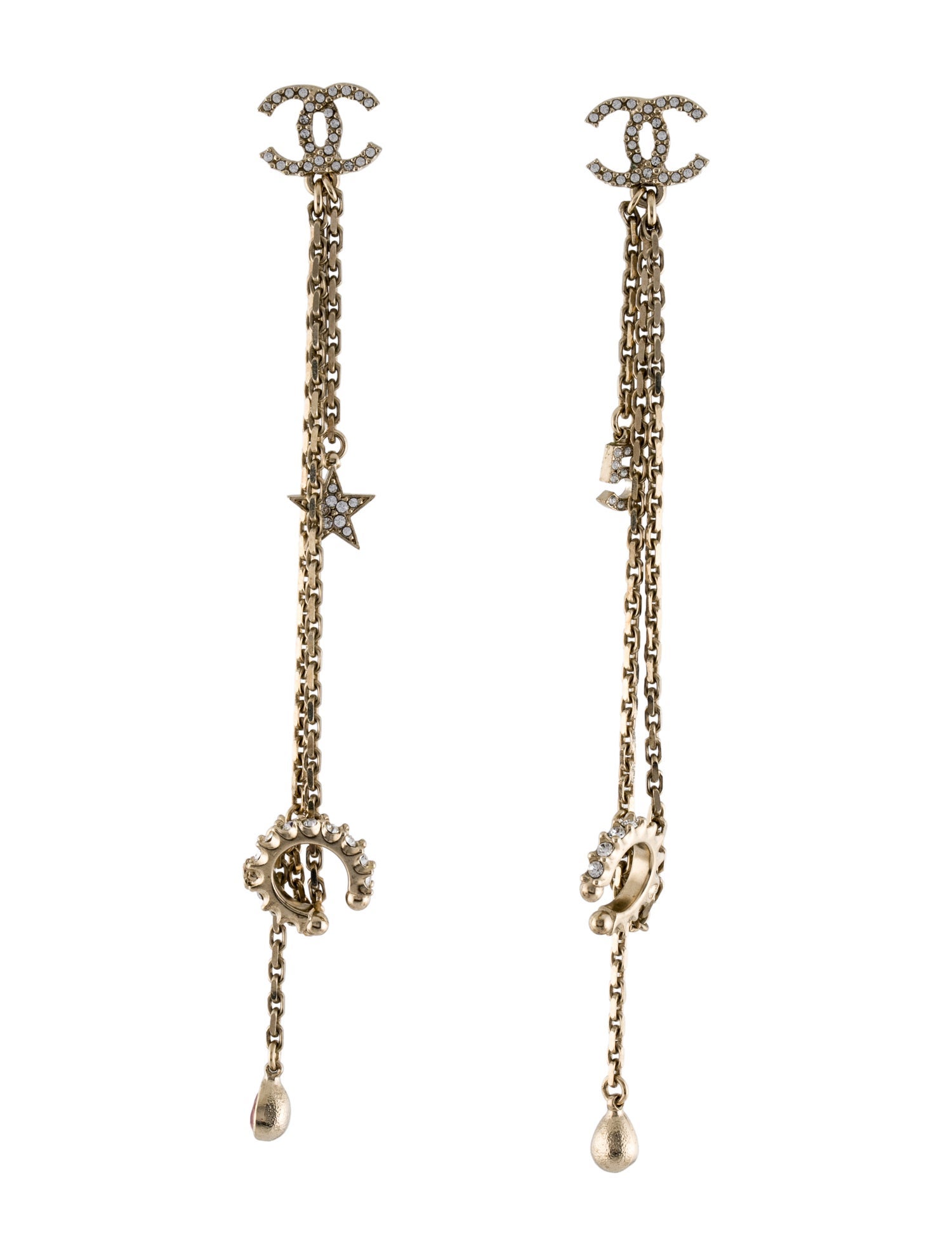 Chanel Strass CC Ear Climber Earrings