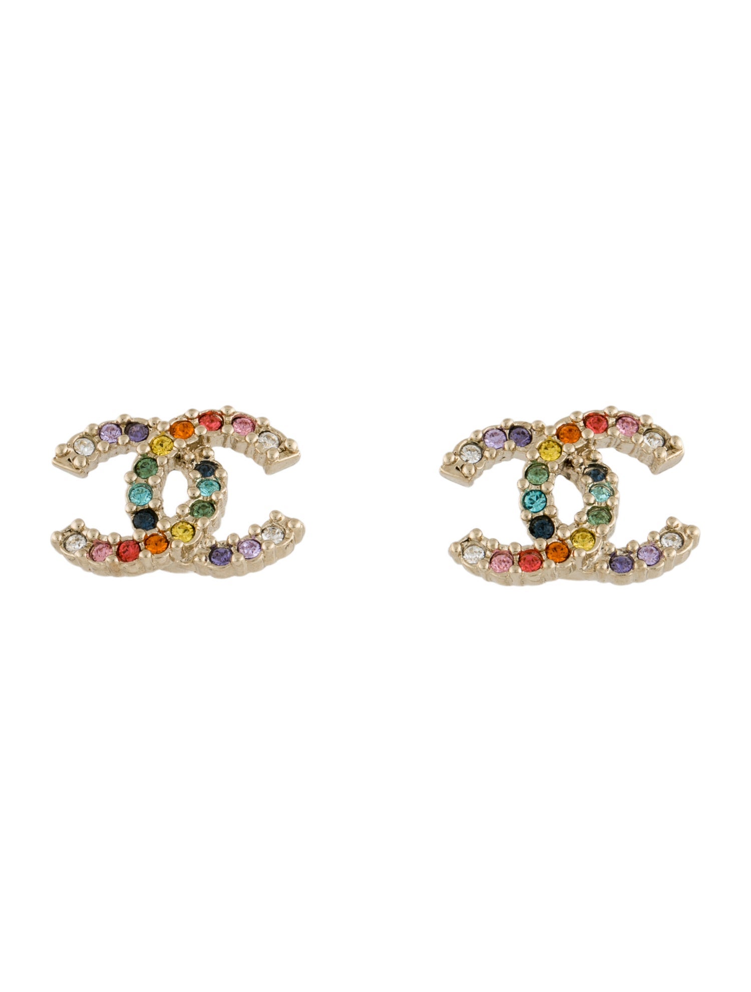 Chanel Strass CC Stud Earrings