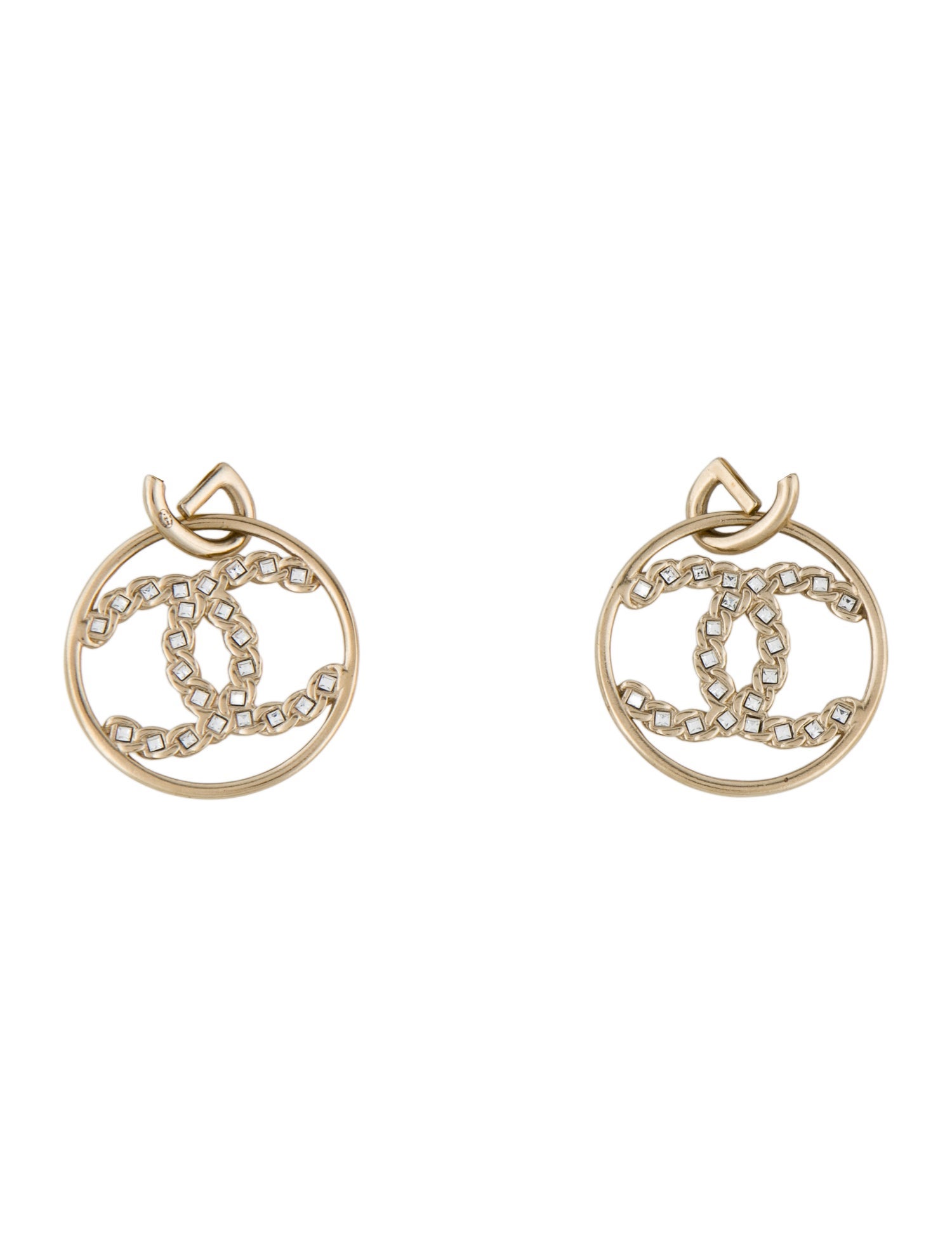 Chanel 2019 Strass CC Drop Earrings