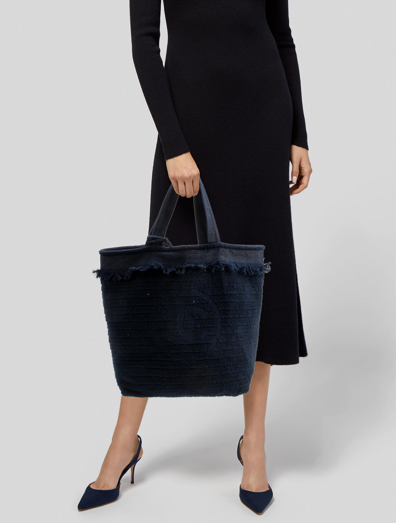 Chanel Terry Cloth CC Beach Towel Tote Set