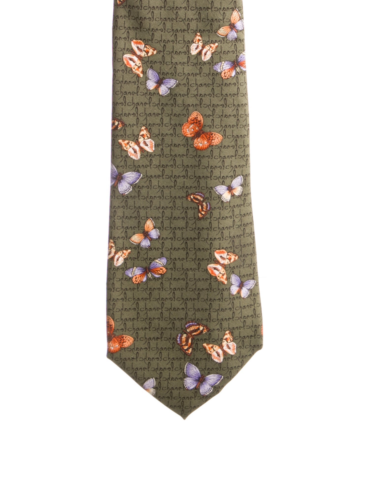 Chanel Silk Butterfly Logo Tie