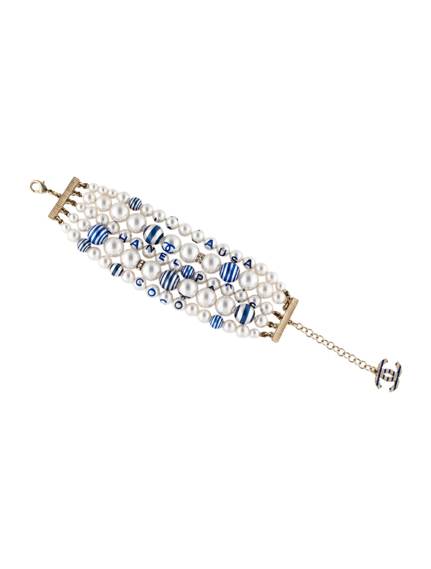 Chanel 2019 Faux Pearl & Strass Multistrand Bracelet
