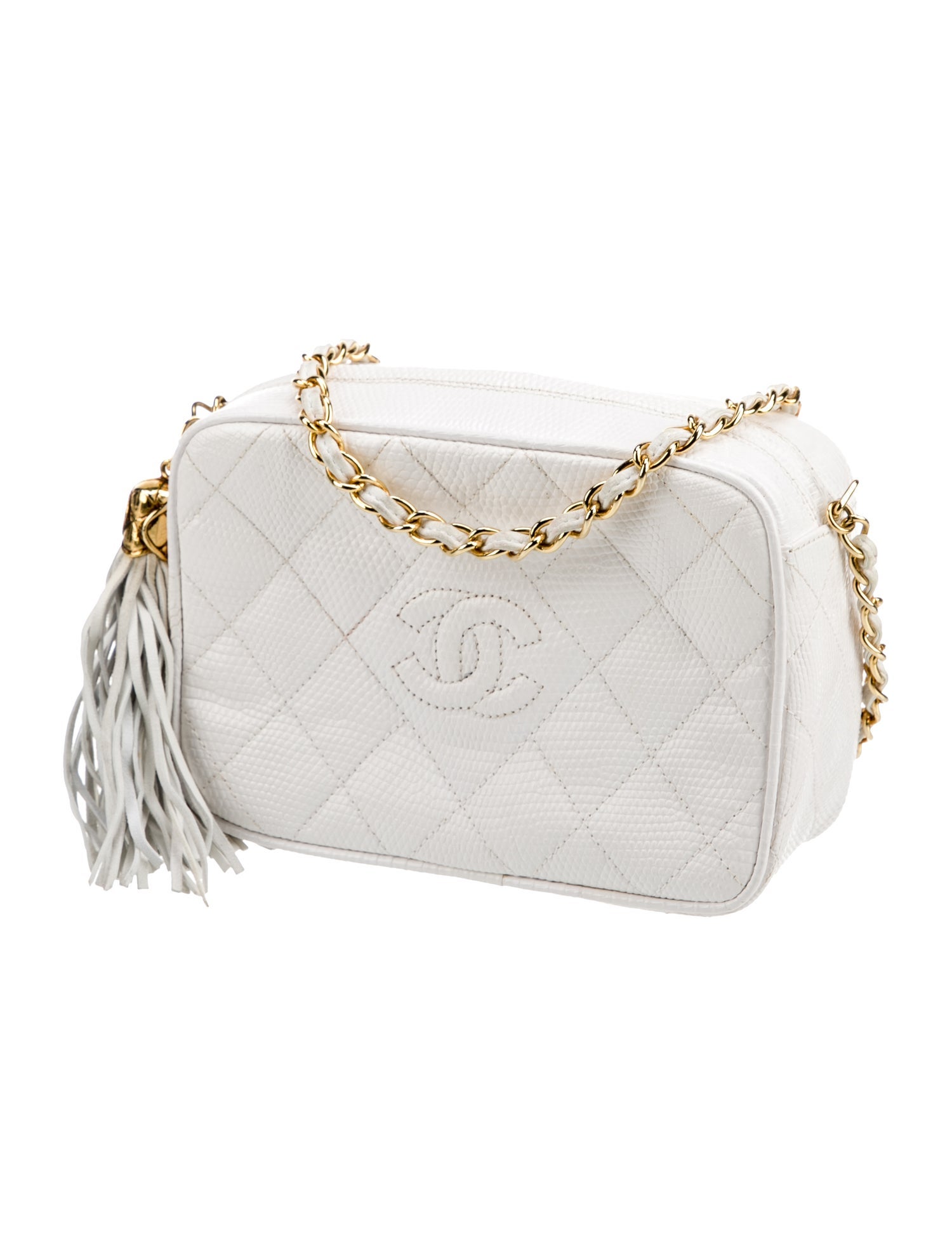 Chanel Lizard CC Tassel Camera Bag - White Shoulder Bags, Handbags