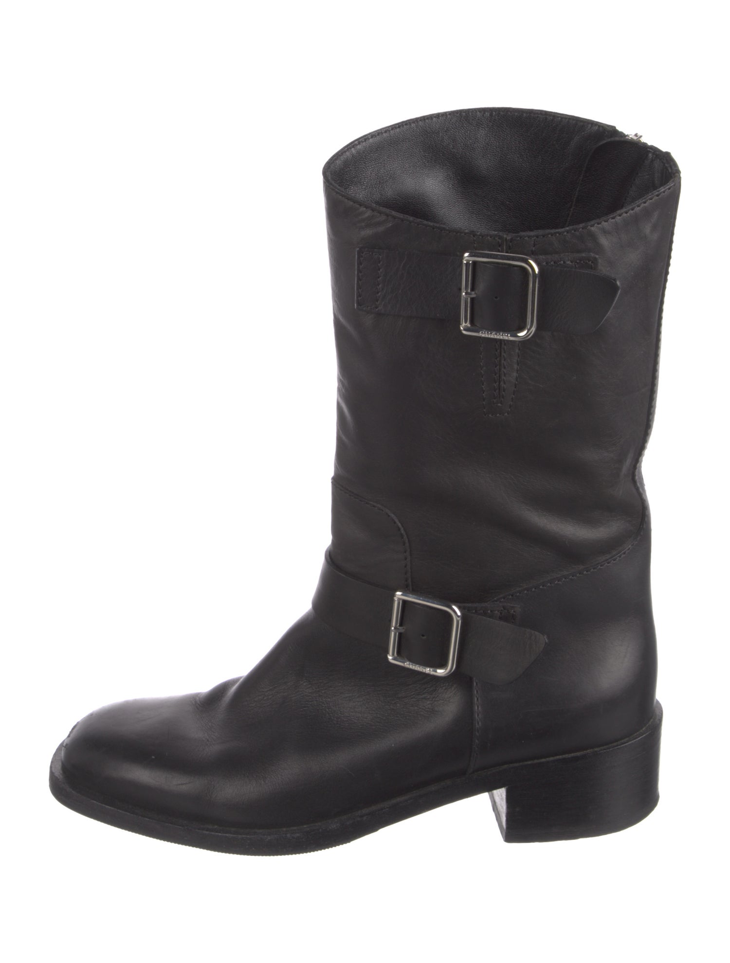 Chanel Interlocking CC Logo Leather Moto Boots