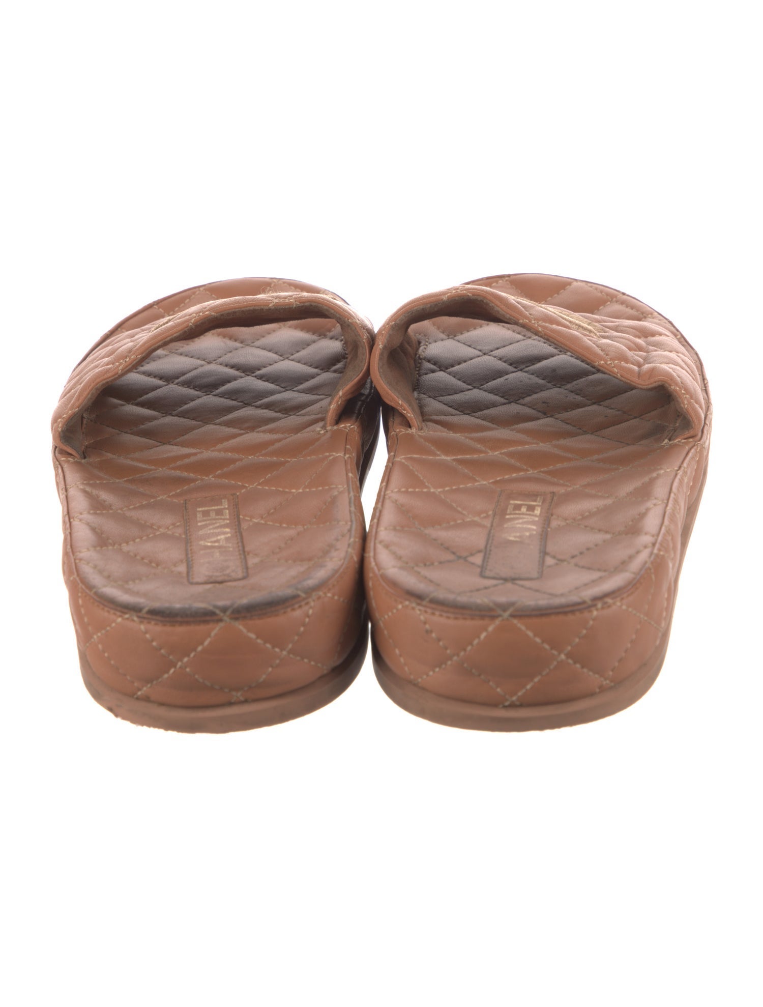 Interlocking CC Logo Leather Slides