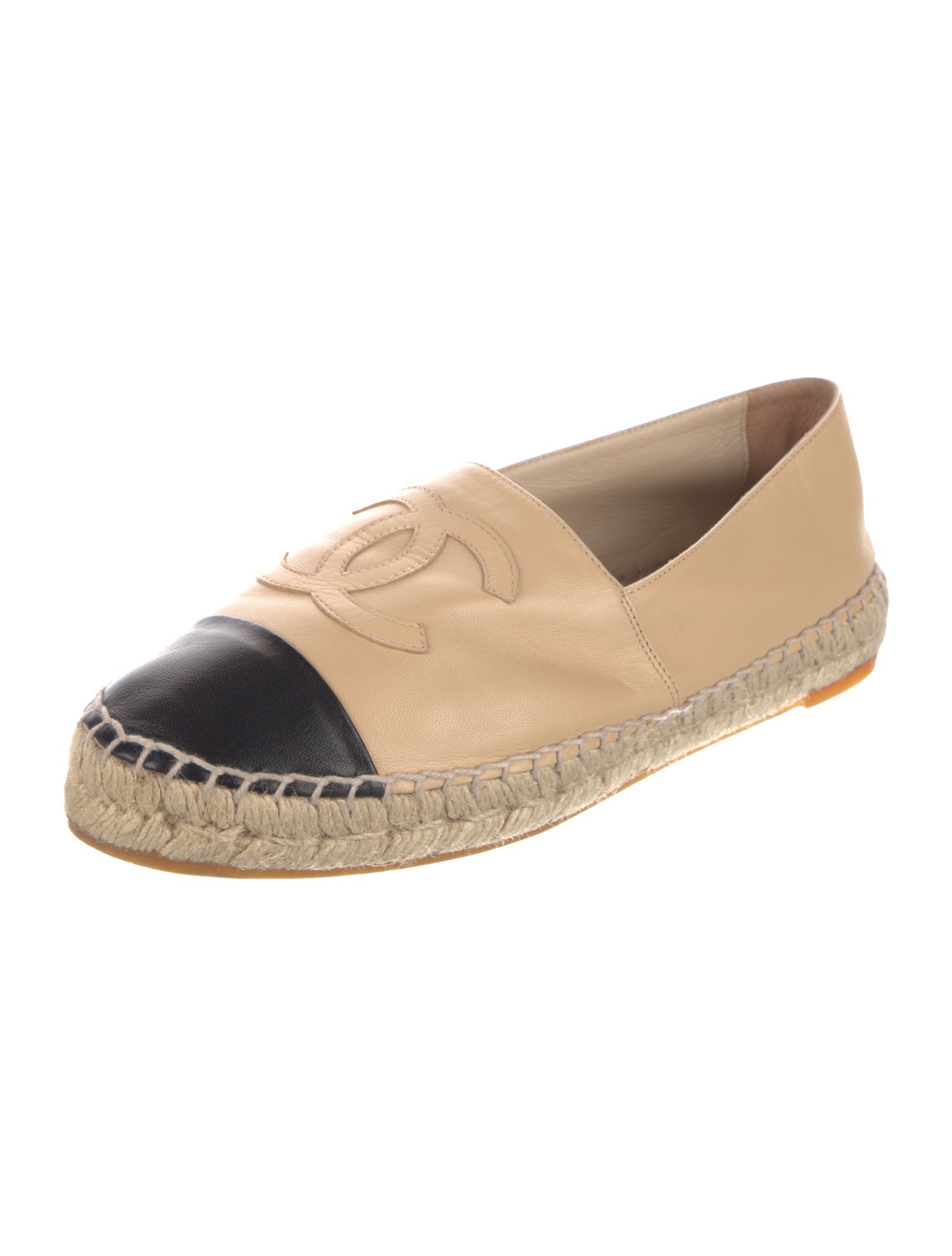 Chanel Interlocking CC Logo Leather Espadrilles