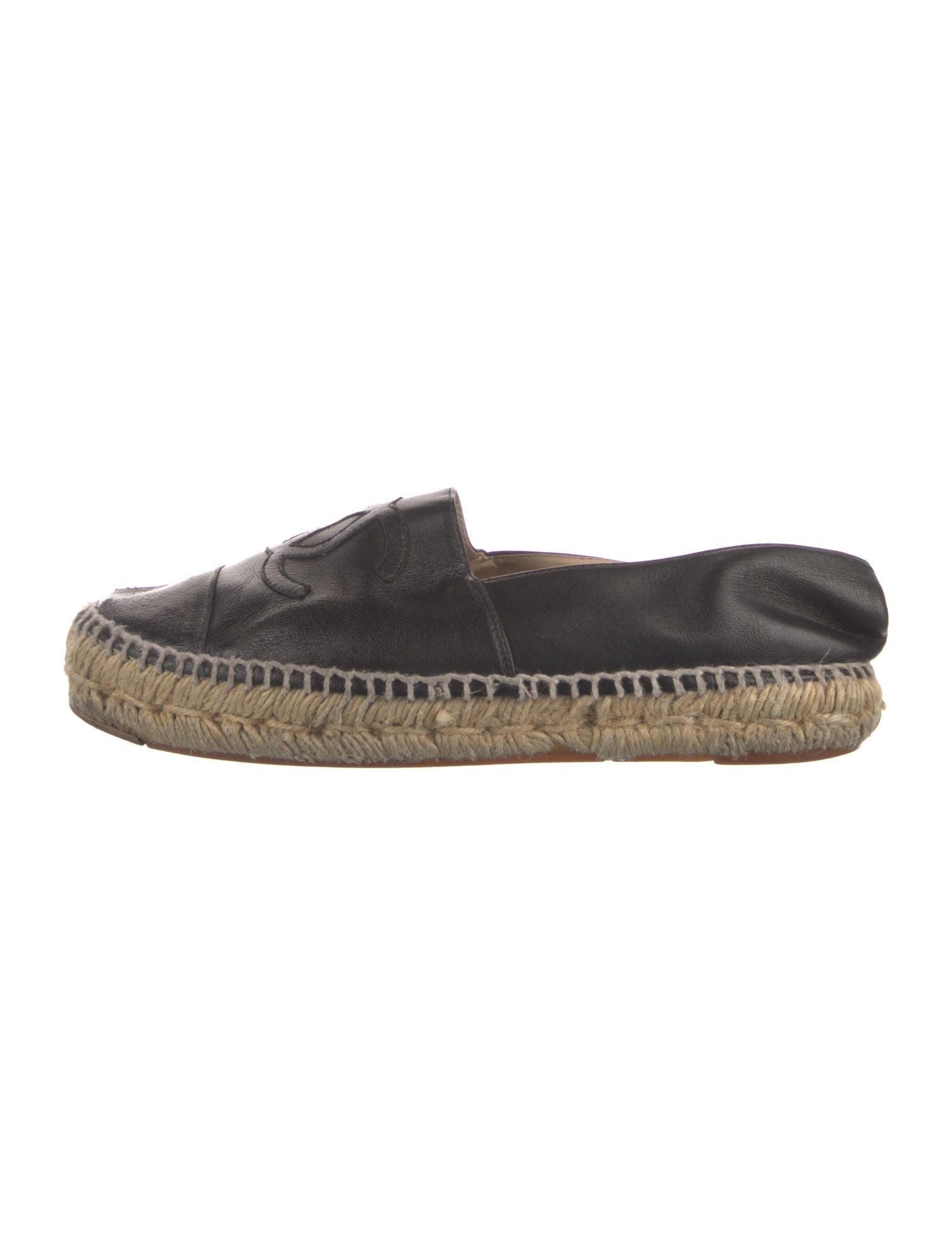 Chanel Interlocking CC Logo Leather Espadrilles