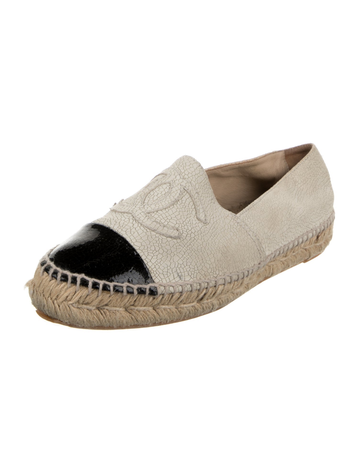 Chanel Interlocking CC Logo Leather Espadrilles