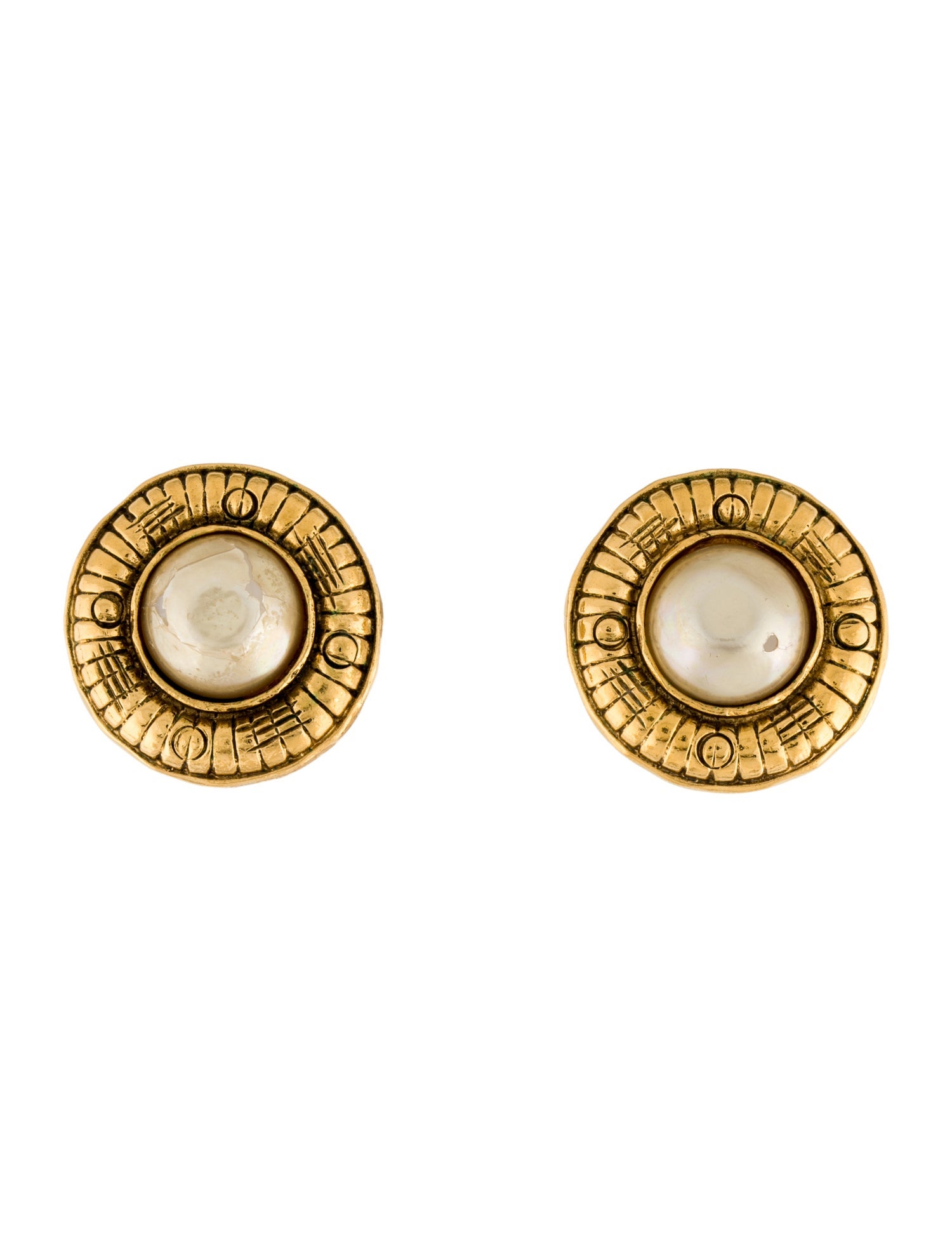 Chanel Vintage Faux Pearl Clip-On Earrings