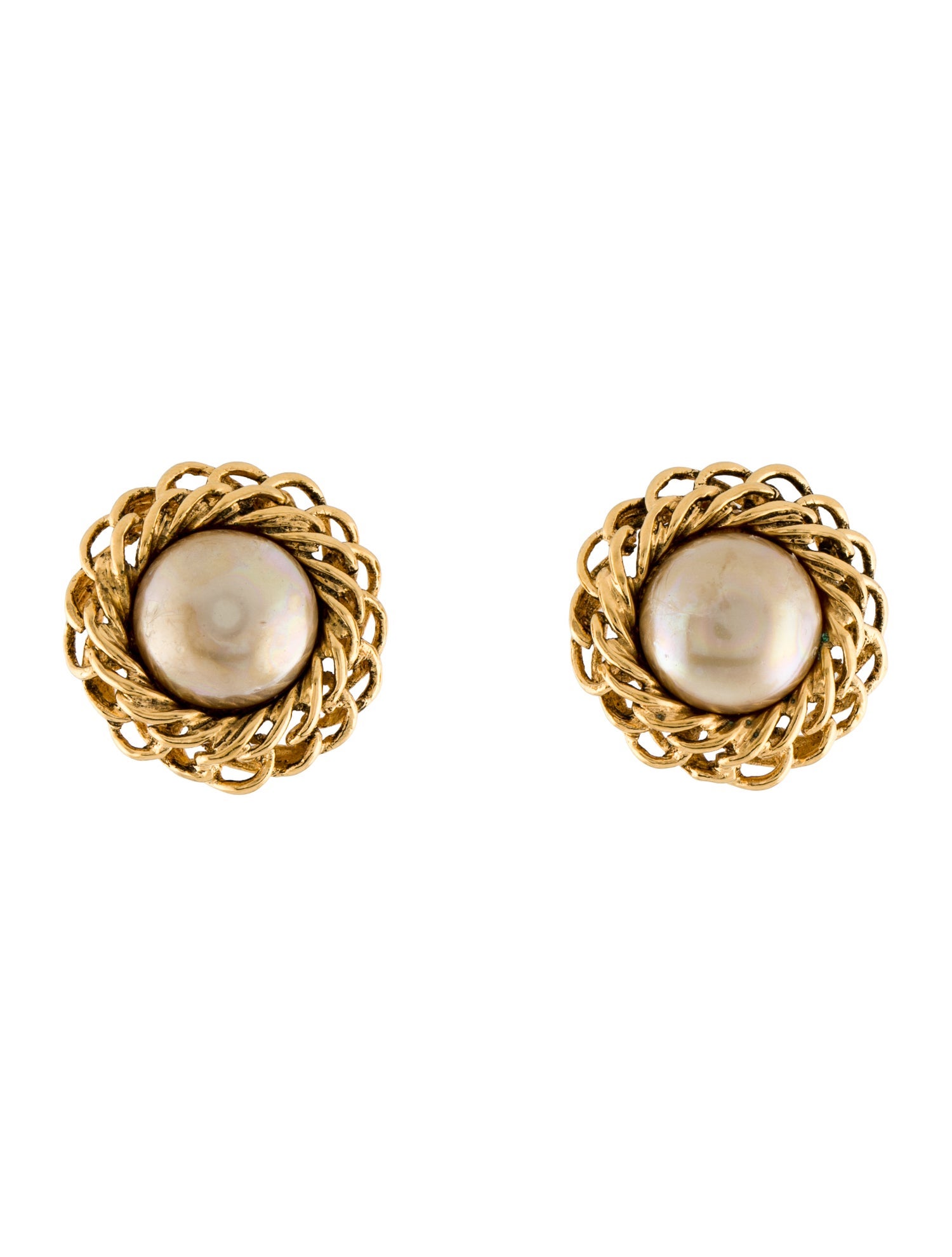 Chanel Vintage Faux Pearl Clip-On Earrings