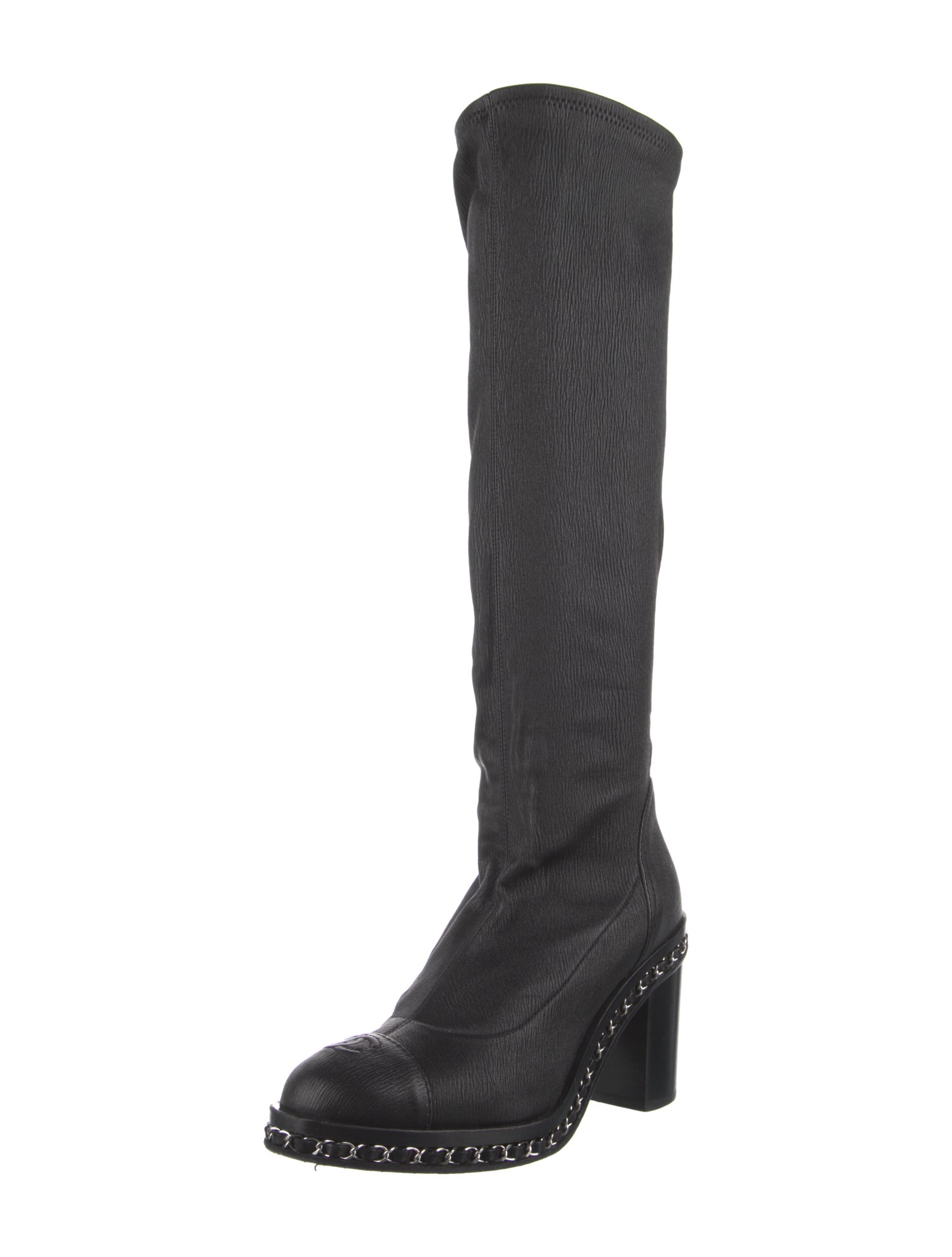 Chanel Interlocking CC Logo Leather Sock Boots