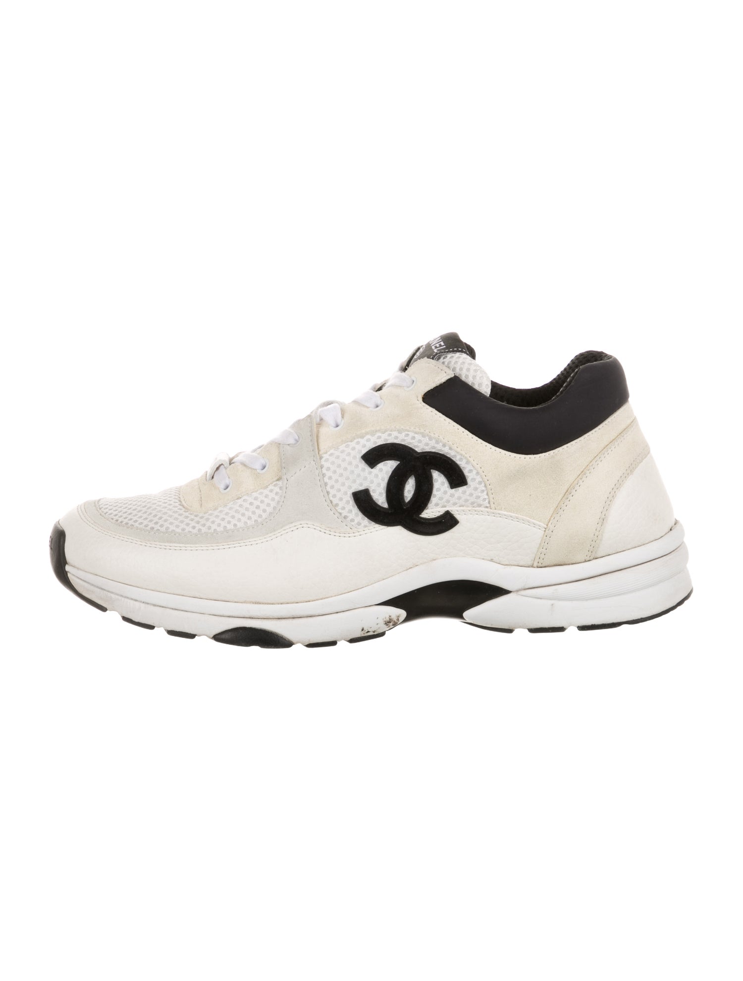 Chanel Interlocking CC Logo Leather Sneakers