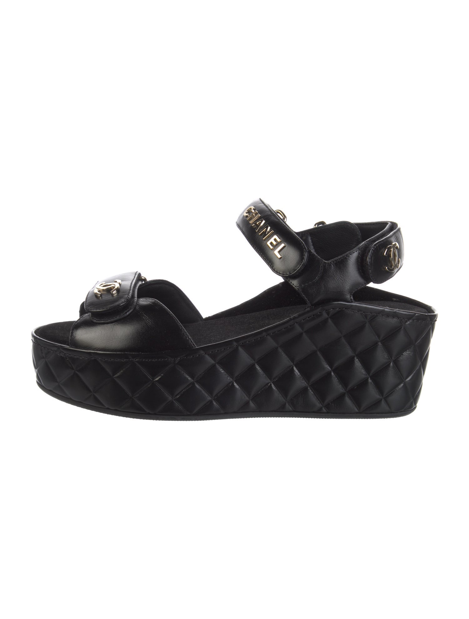 Chanel Interlocking CC Logo Leather Espadrilles