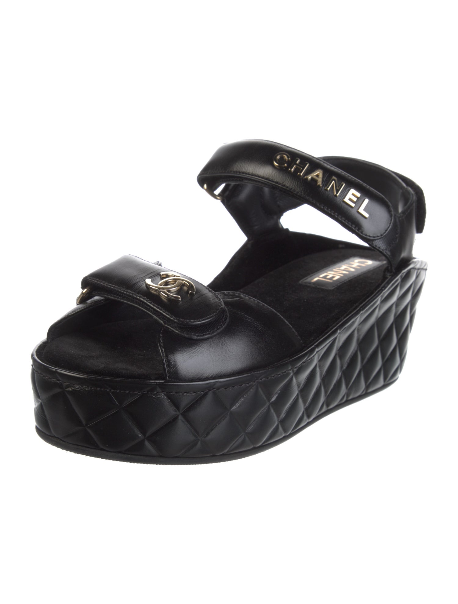 Chanel Interlocking CC Logo Leather Espadrilles