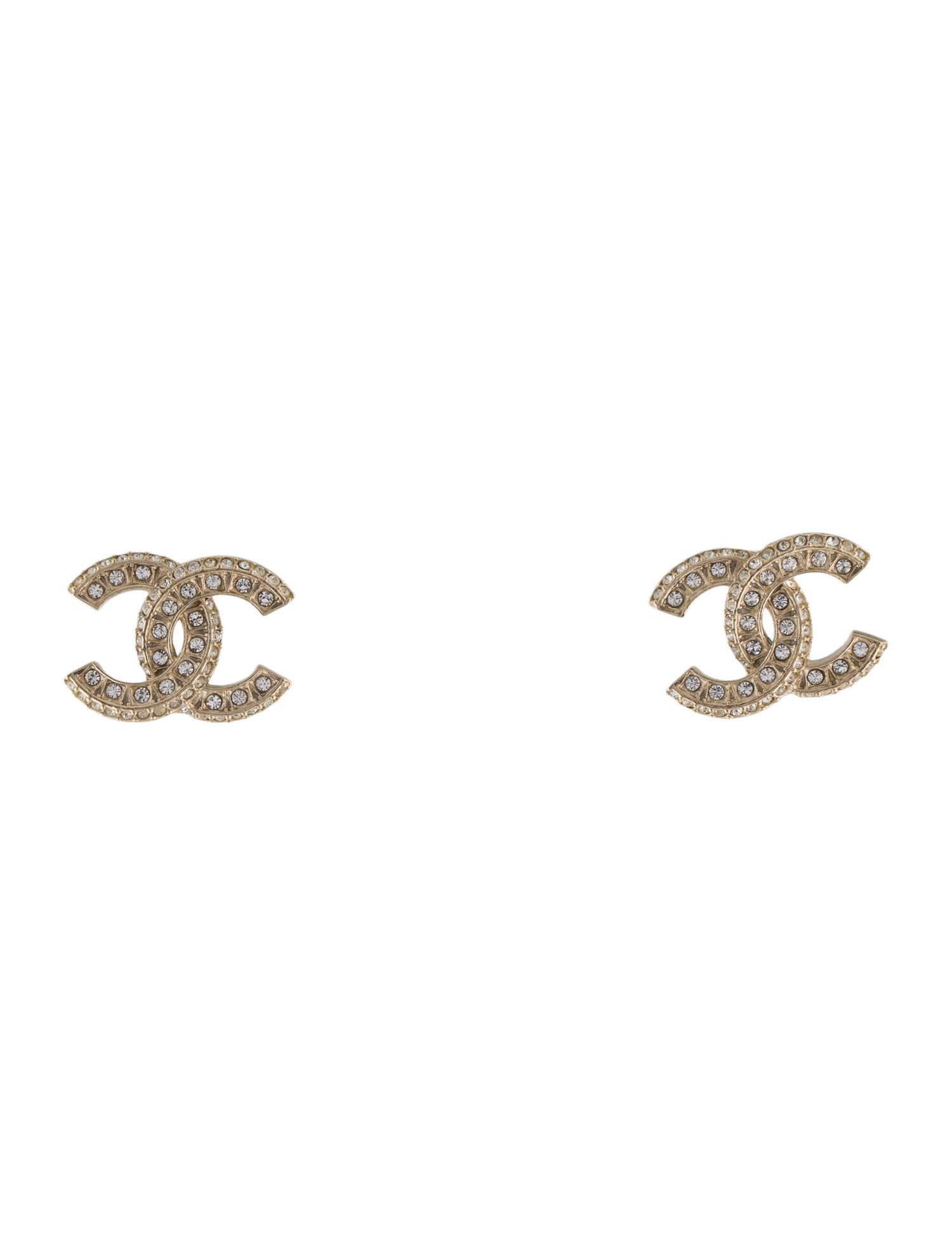 Chanel Strass CC Logo Stud Earrings
