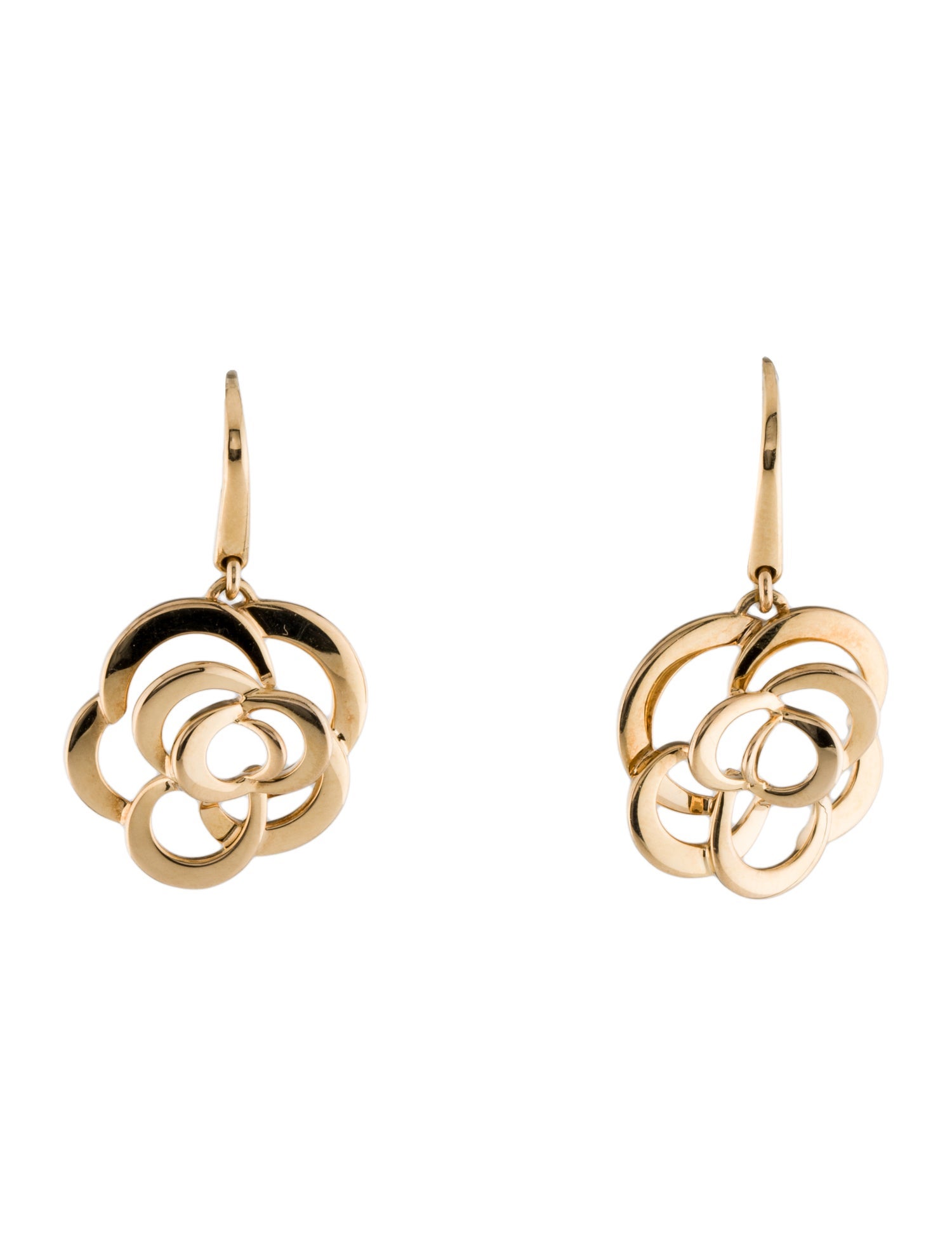 Chanel 18K Fil de Camélia Drop Earrings