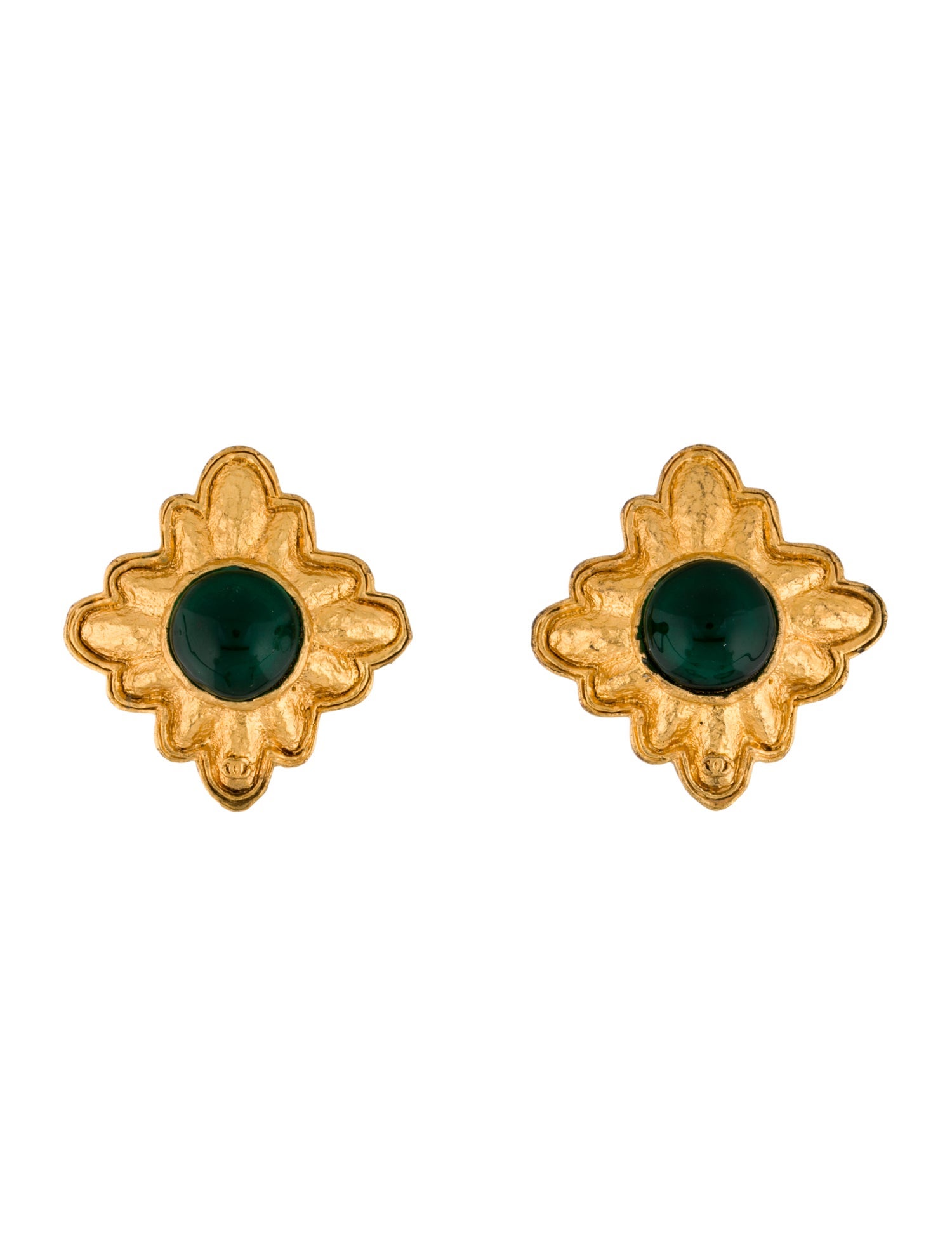 Chanel Vintage Gripoix CC Clip-On Earrings