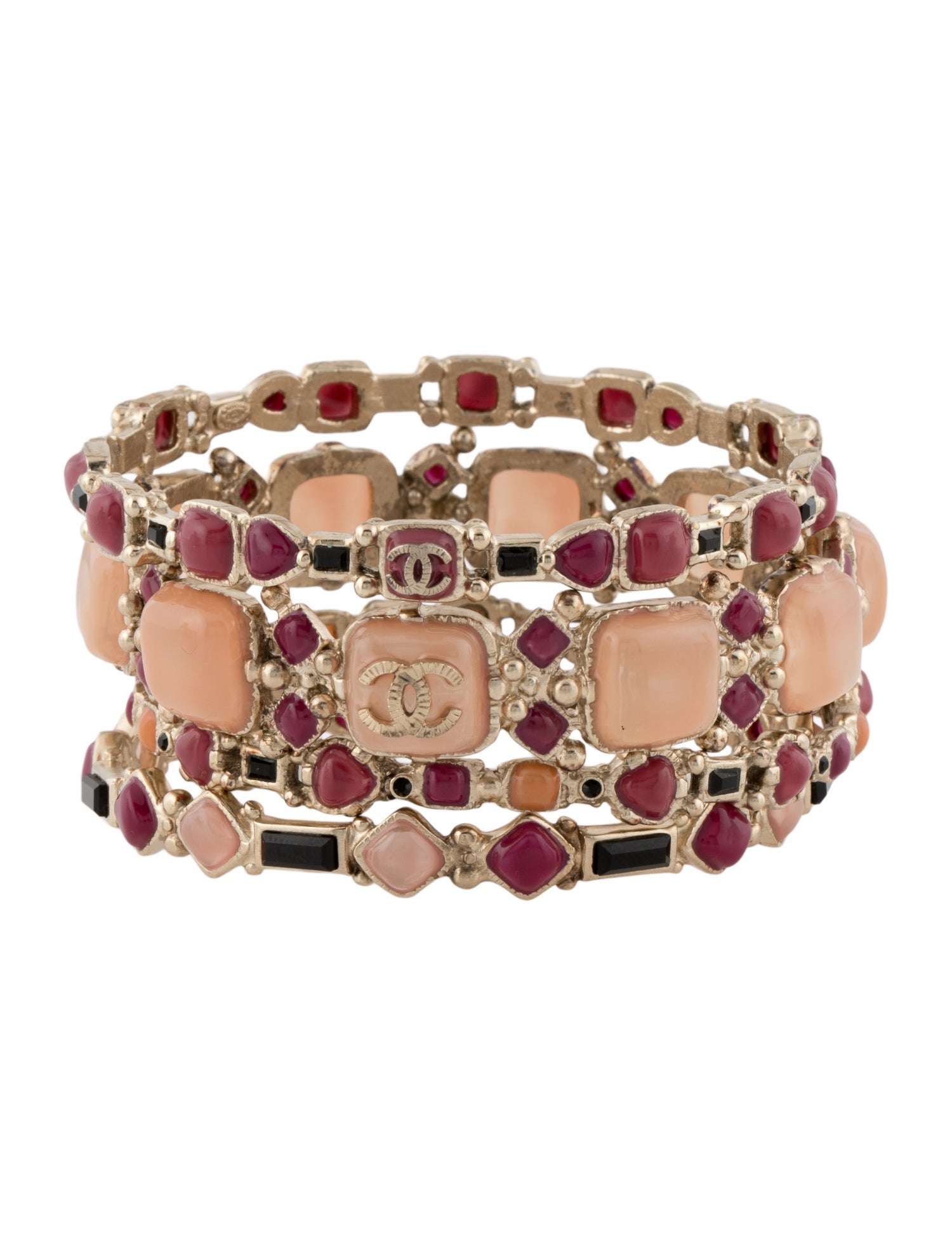 Chanel Strass & Resin CC Bangles Bracelet Set of 4