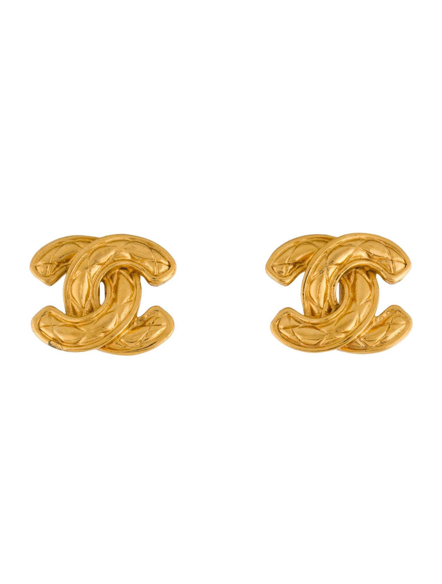 Chanel Vintage Quilted CC Clip-On Earrings