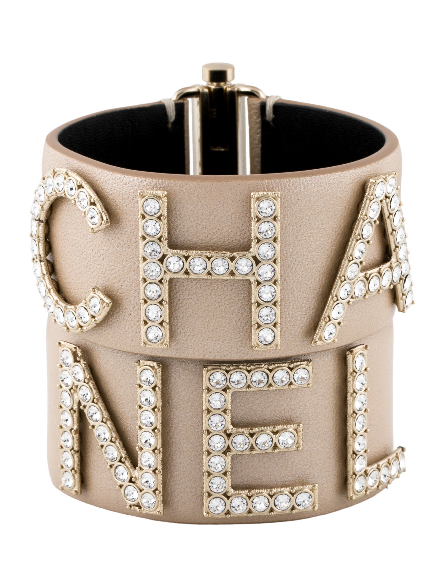 Chanel Leather & Strass 'CHA' 'NEL' Bracelet Set
