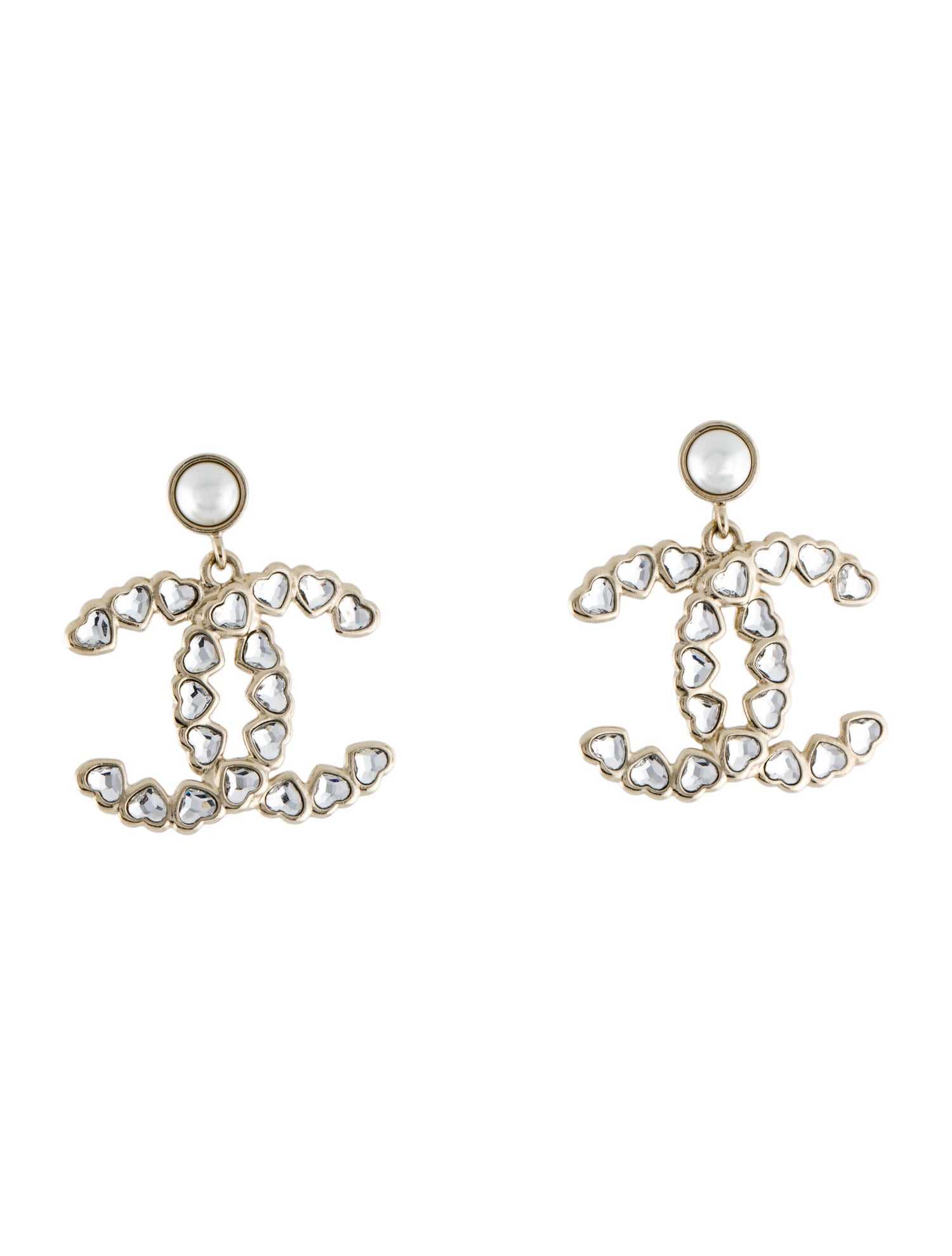 Chanel 2025 Faux Pearl & Strass CC Drop Earrings
