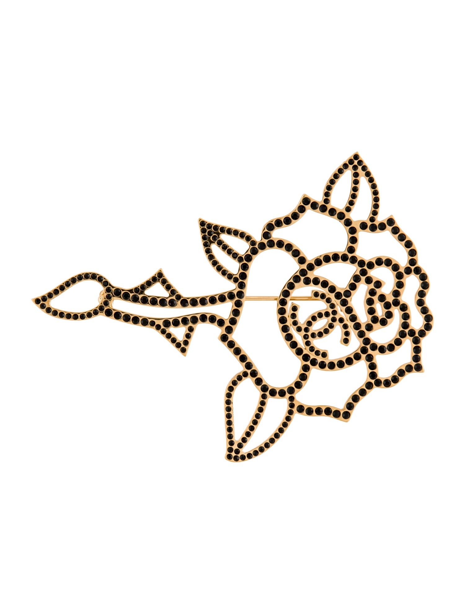 Chanel Strass Rose Pin Brooch