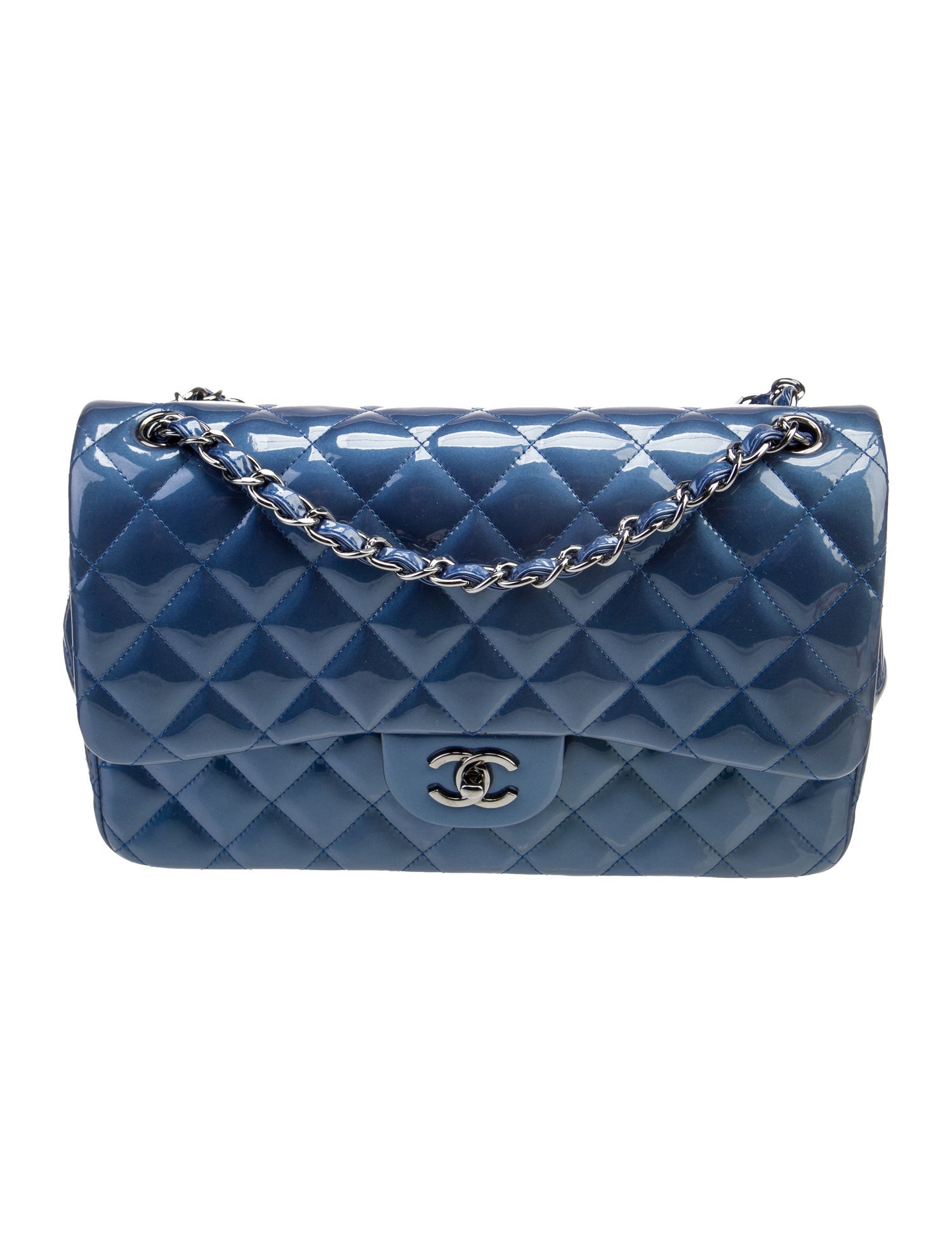 Chanel Quilted Patent Jumbo Classic Double Flap Bag
