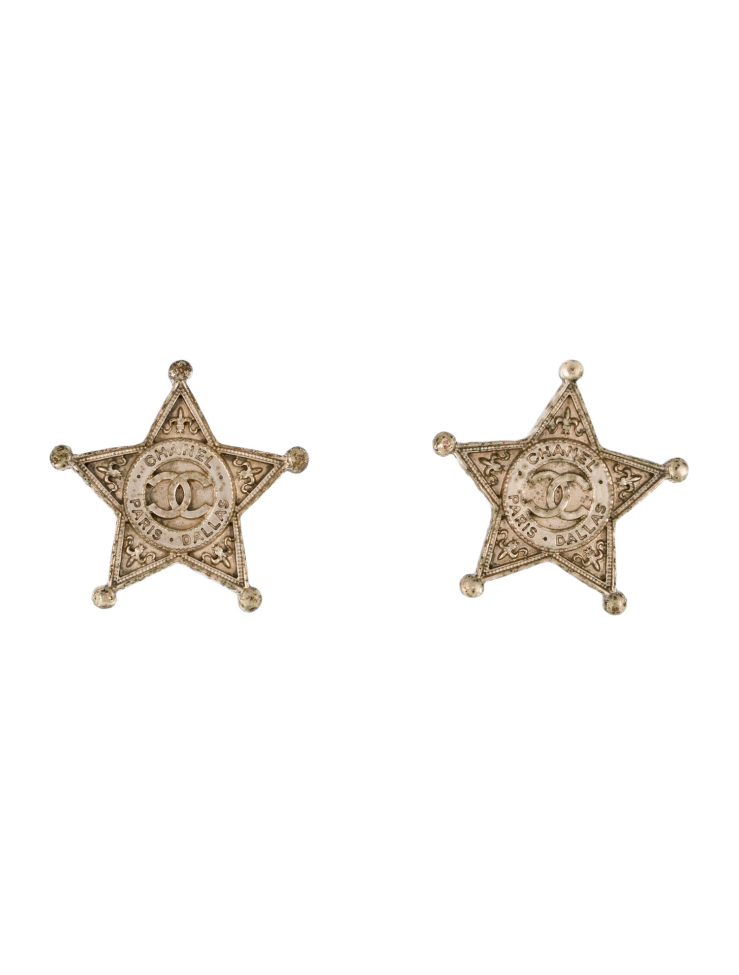 Chanel CC Star Stud Earrings