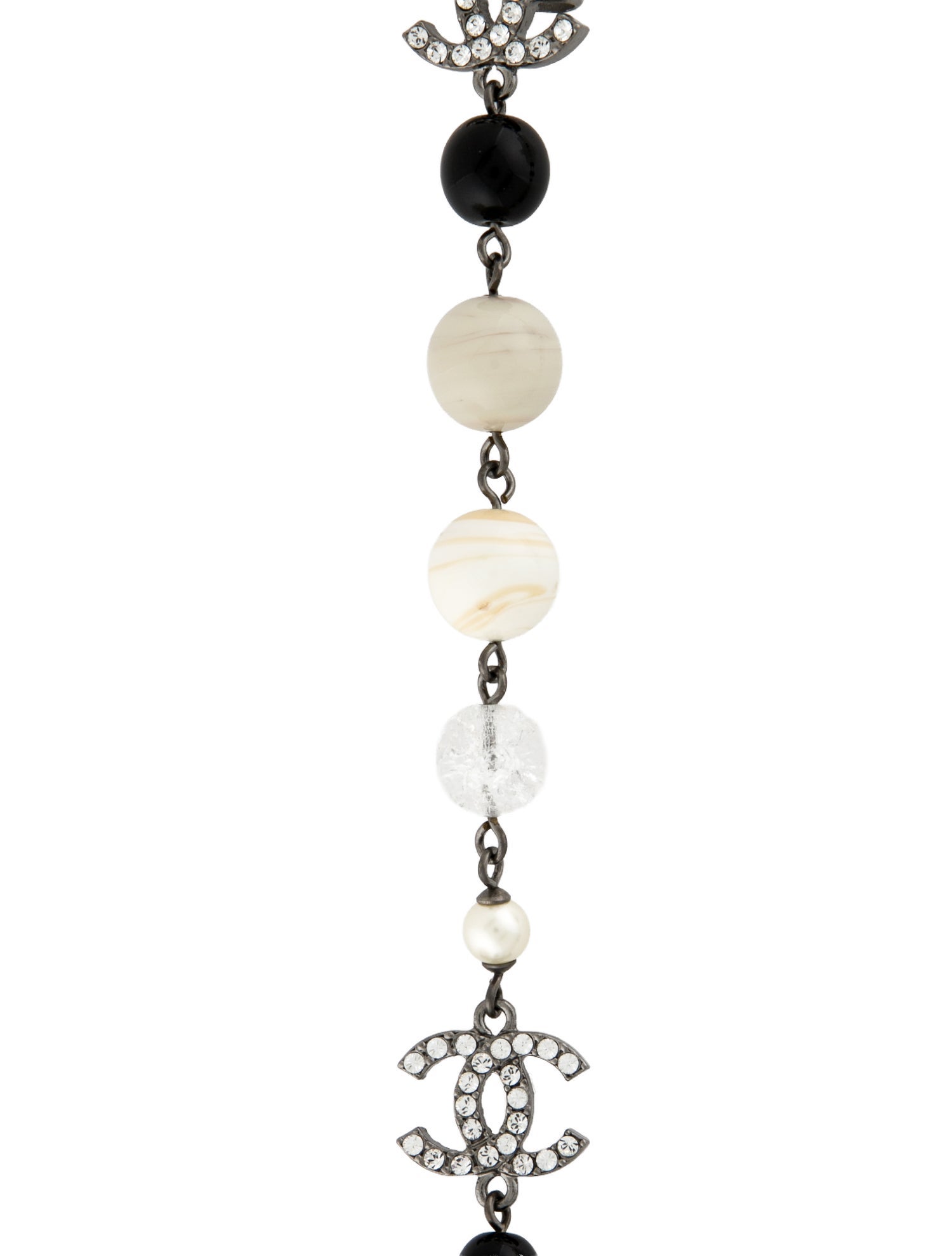 Chanel Faux Pearl, Strass & Bead CC Station Necklace