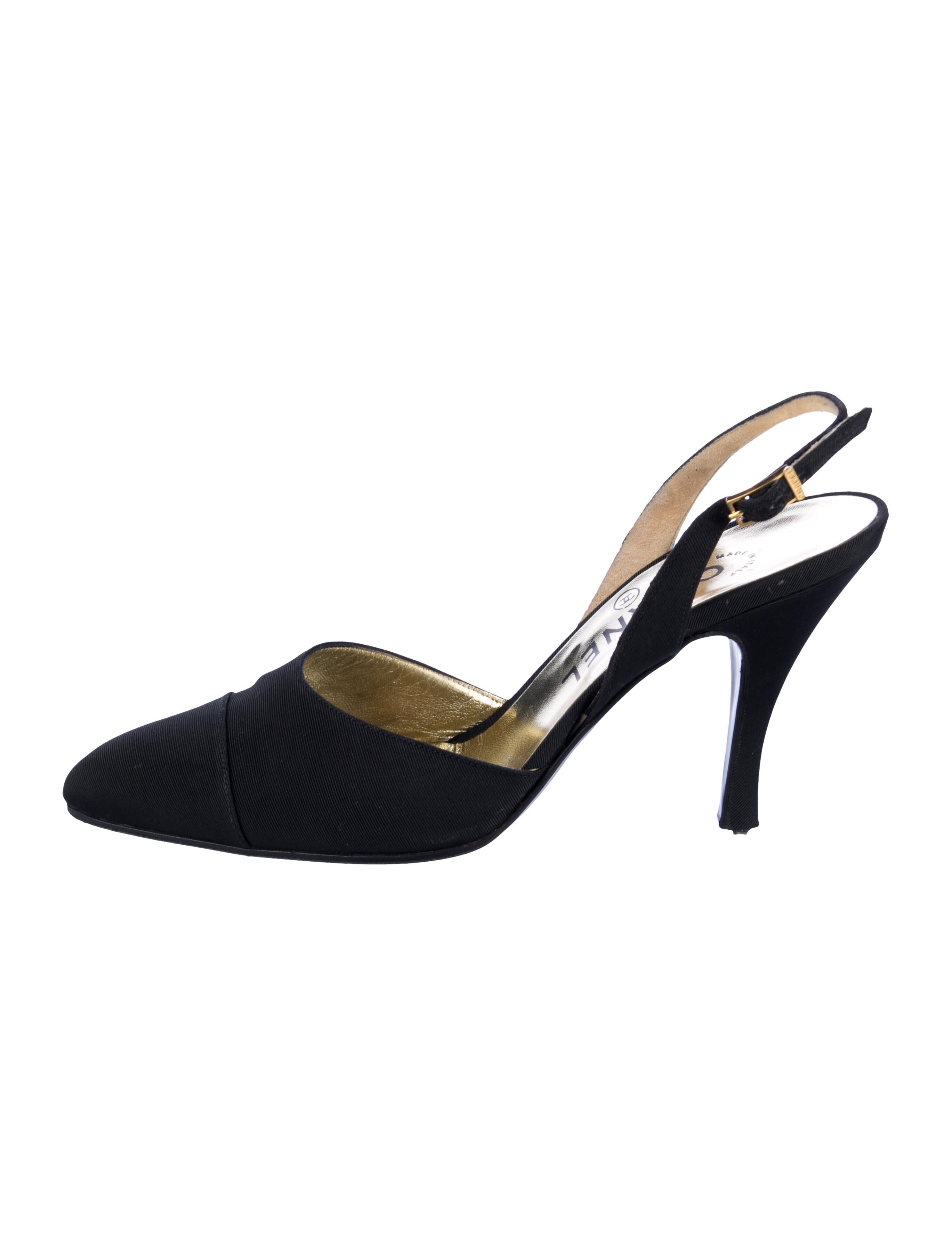 Chanel Vintage Canvas Slingback Pumps
