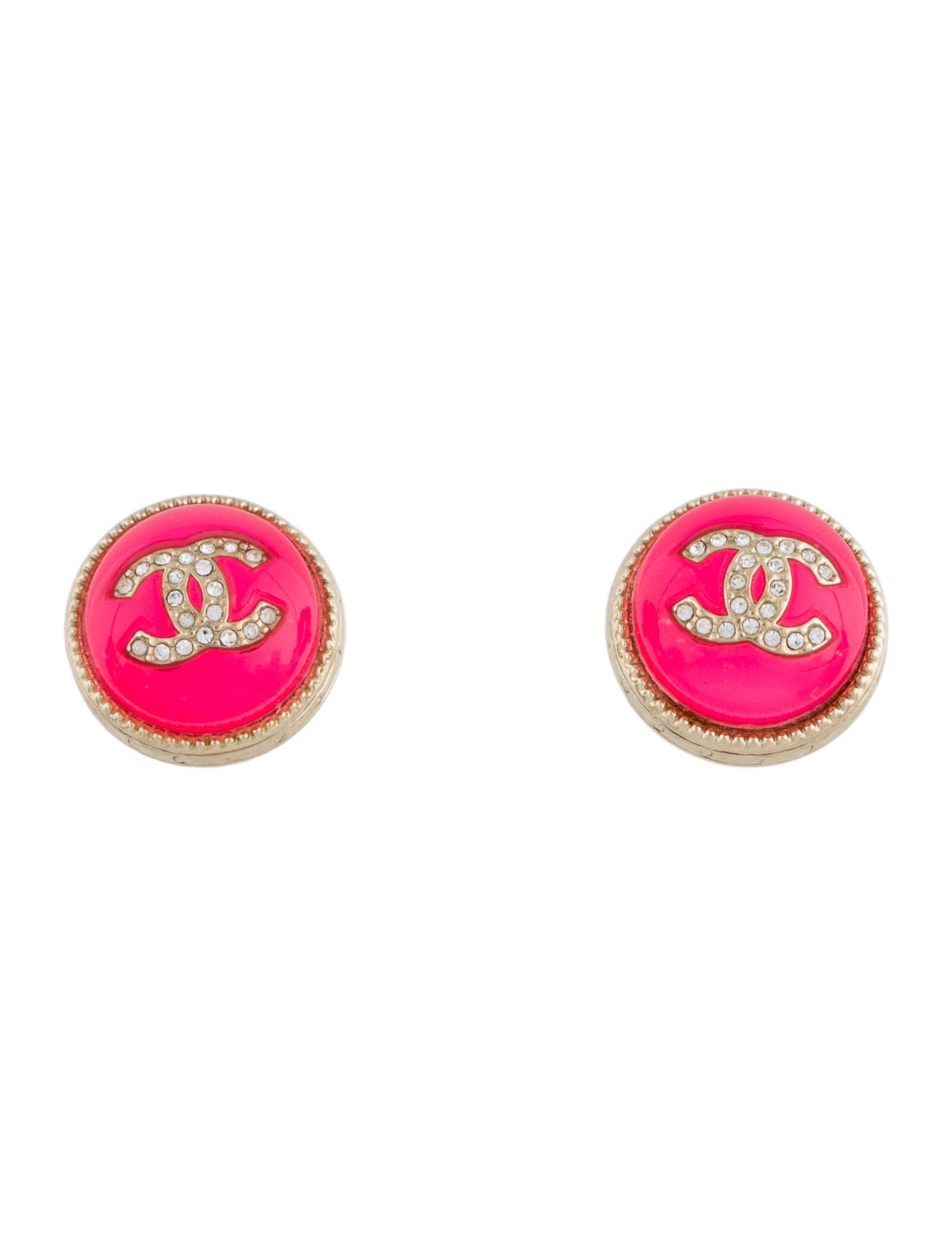 Chanel 2022 Strass & Resin CC Stud Earrings