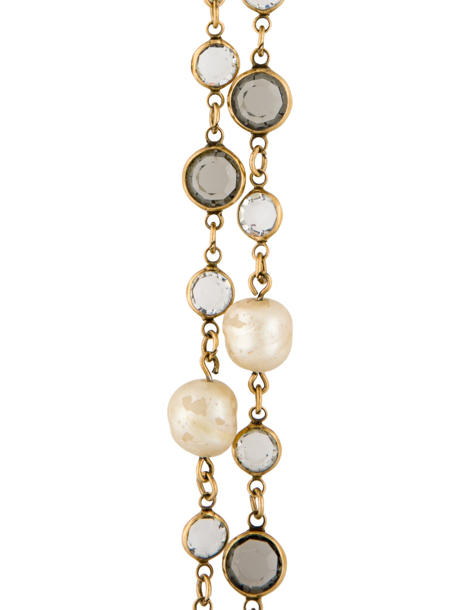 Chanel Vintage Faux Pearl & Strass Long Necklace