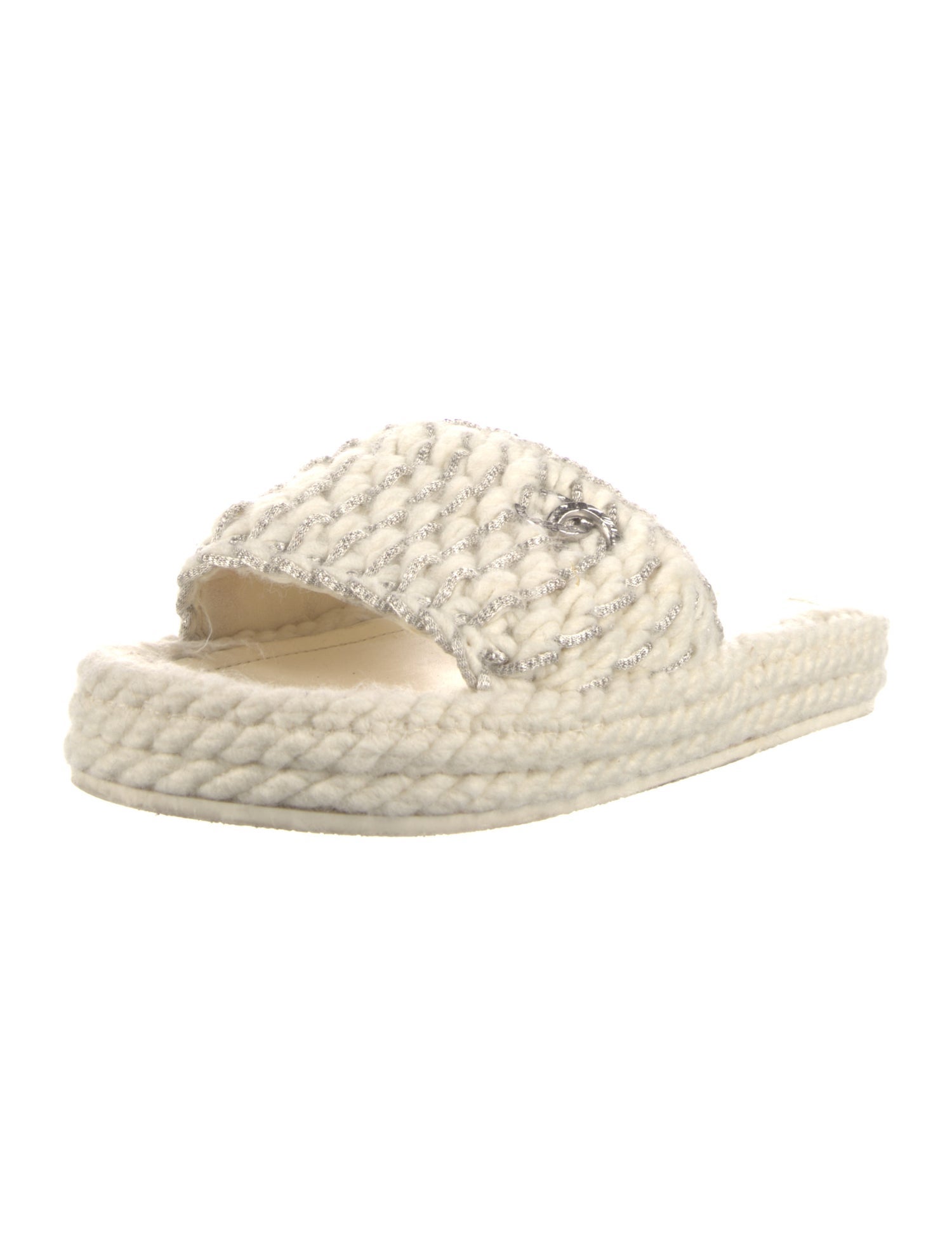 Chanel Interlocking CC Logo Braided Accents Espadrilles