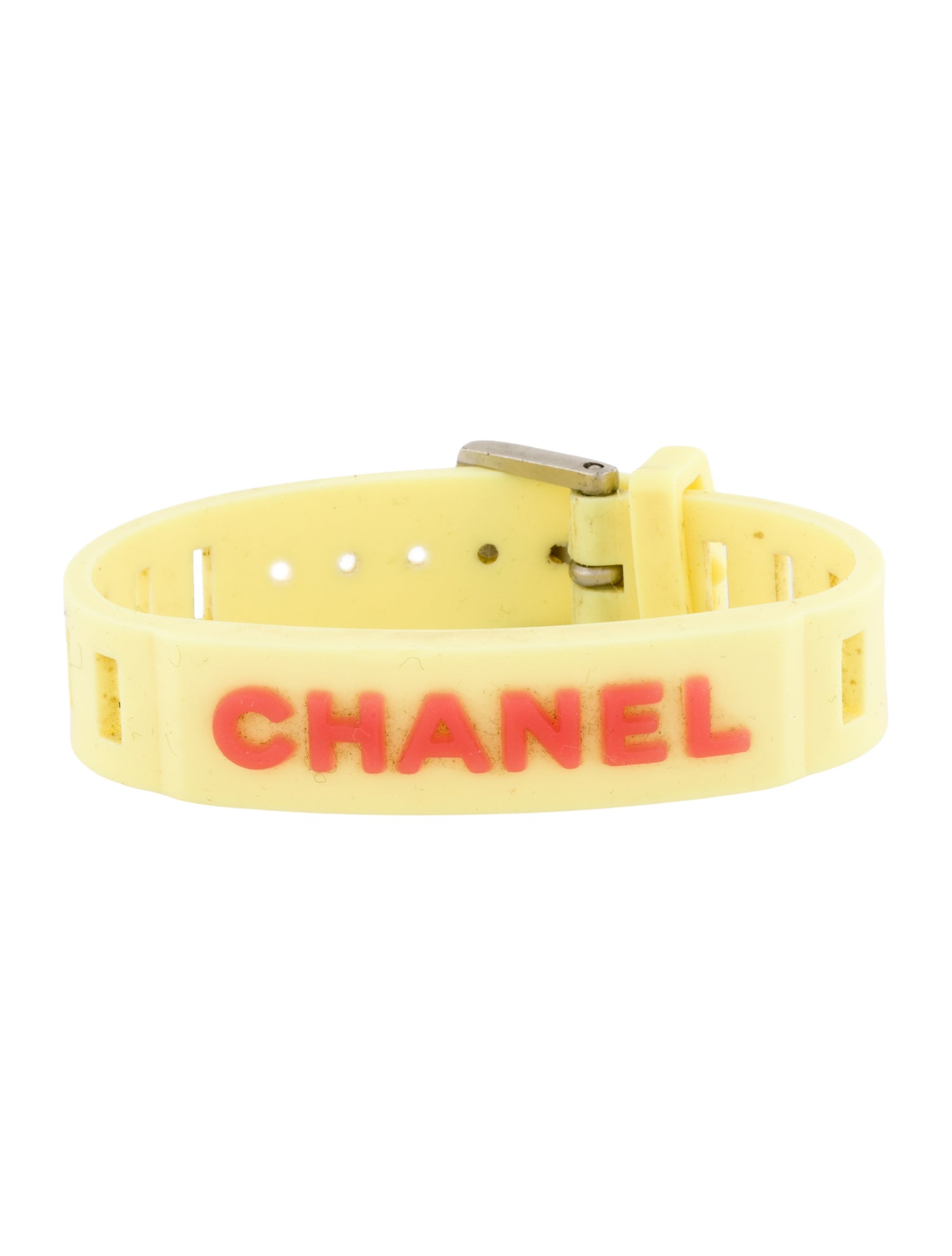 Chanel Vintage Rubber Logo Wrap Bracelet