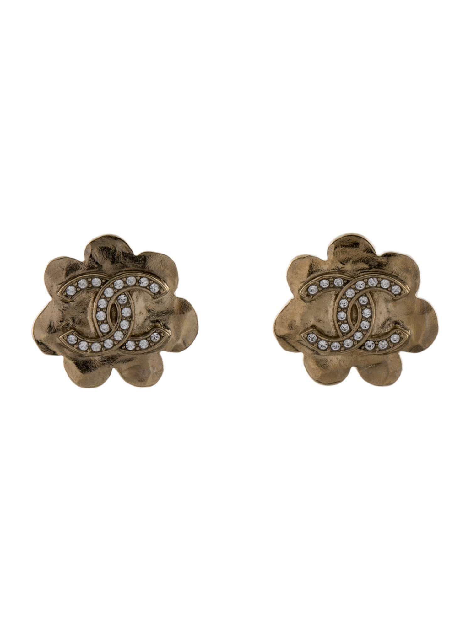 Chanel 2025 Strass CC Floral Stud Earrings
