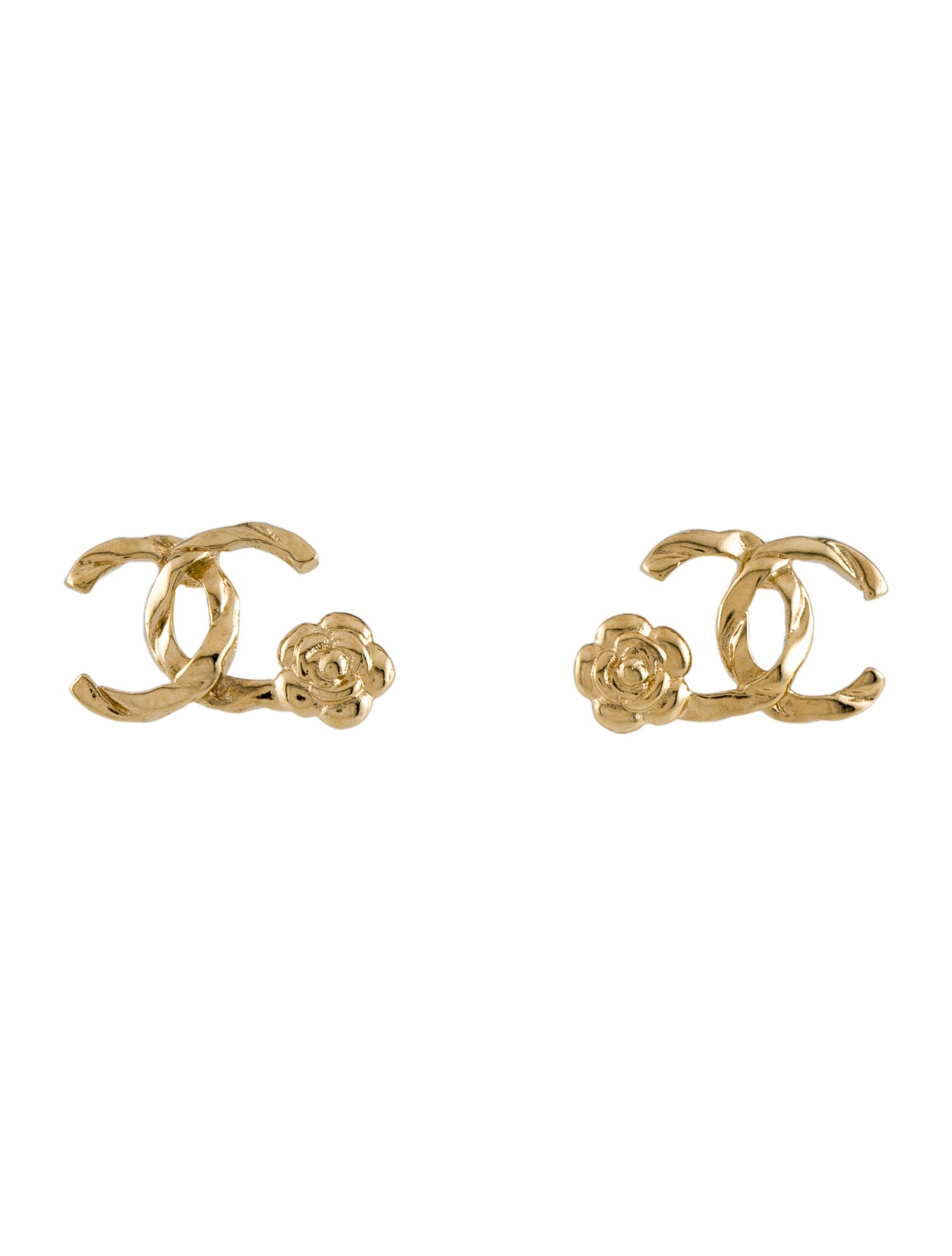Chanel Camellia CC Stud Earrings