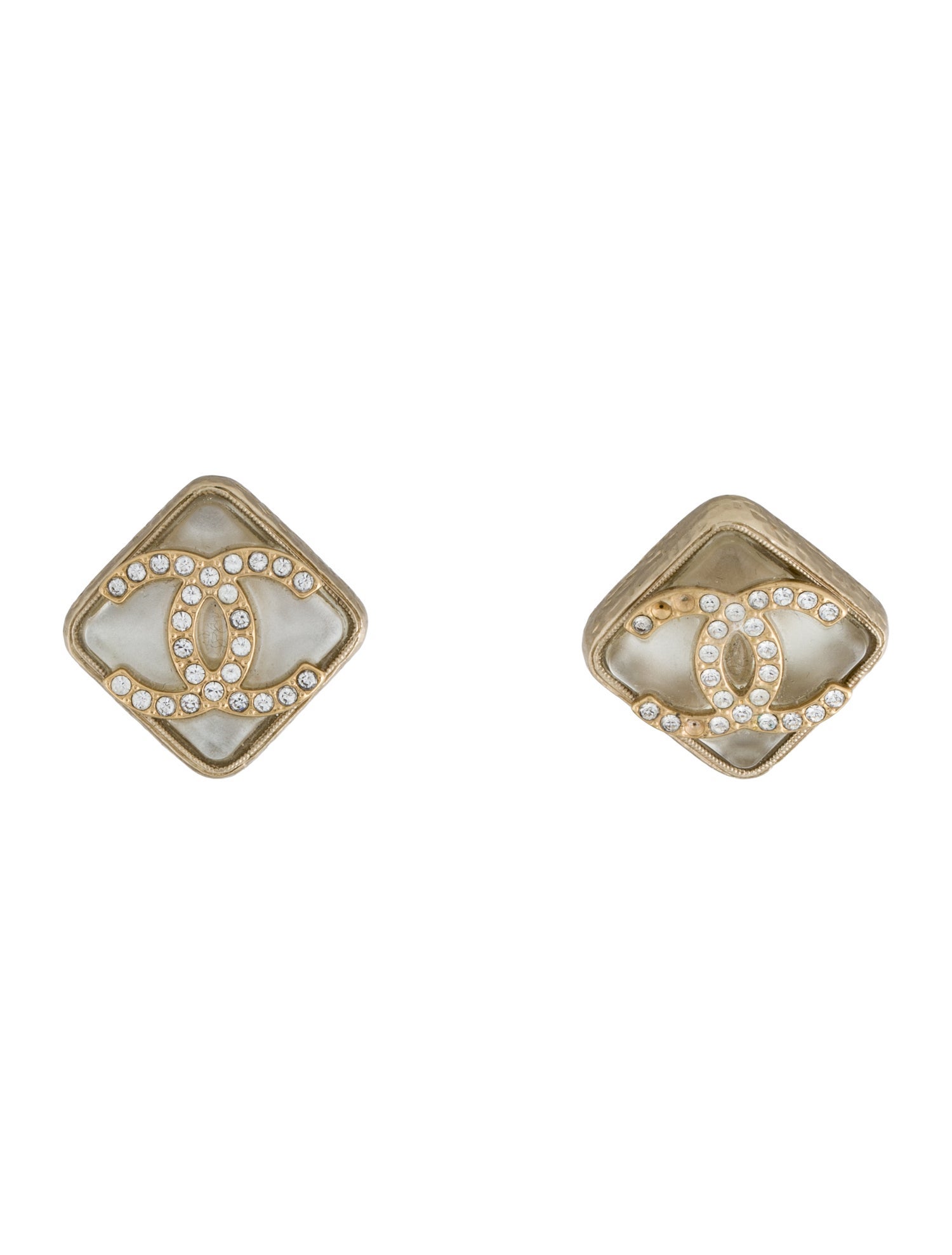 Chanel Strass & Resin CC Stud Earrings