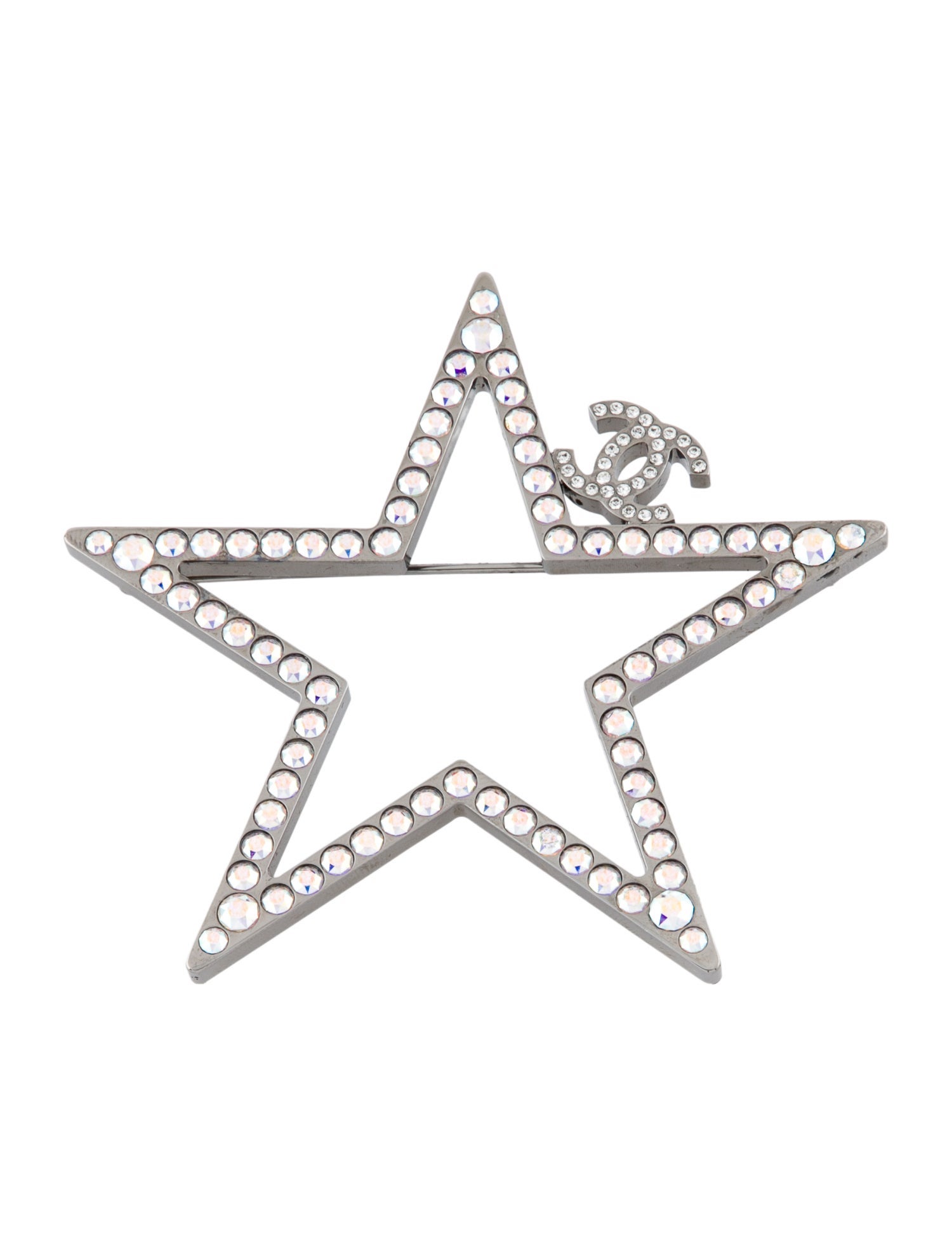 Chanel Strass CC Star Pin Brooch