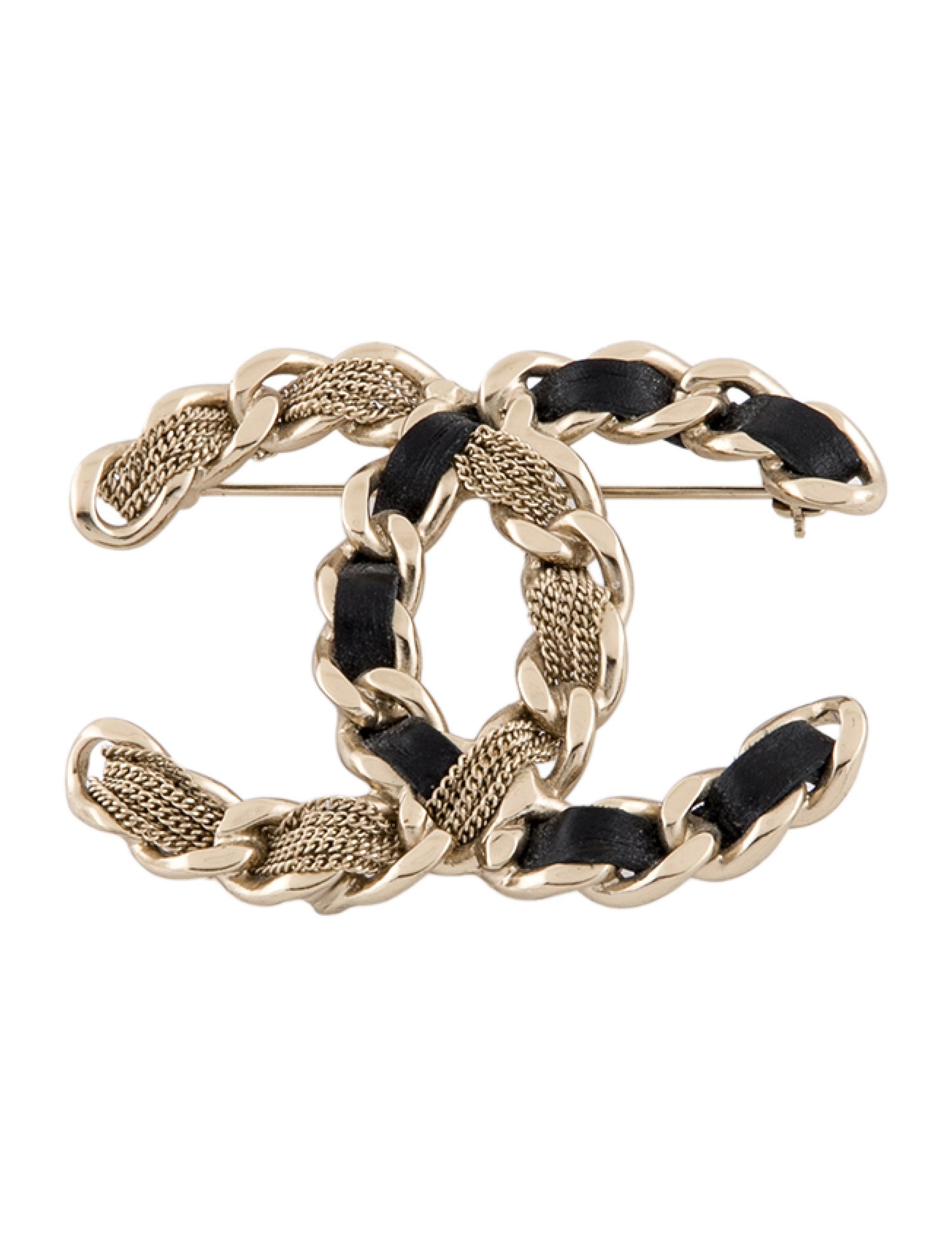 Chanel Leather CC Pin Brooch