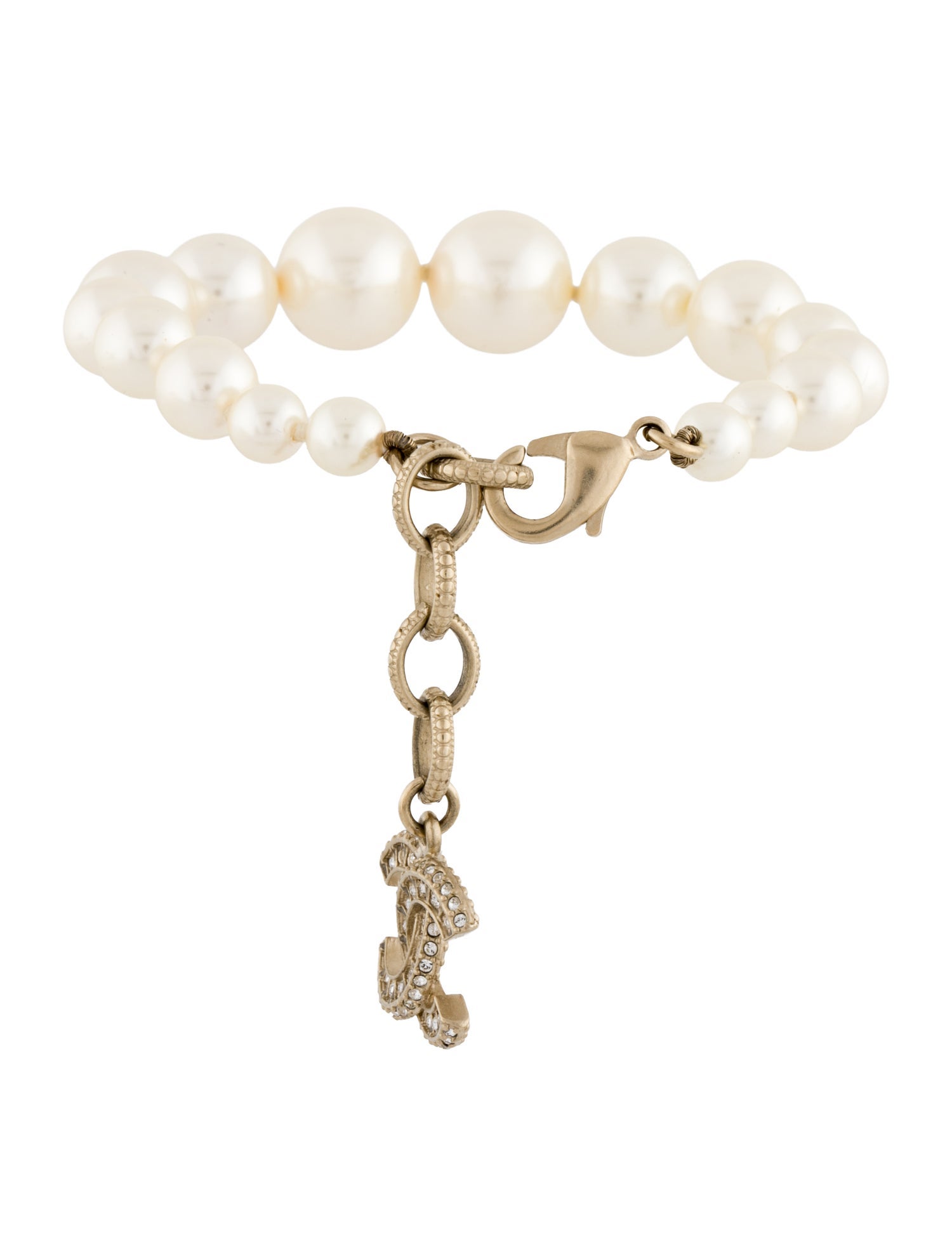 Chanel 2024 Faux Pearl & Strass CC Bracelet