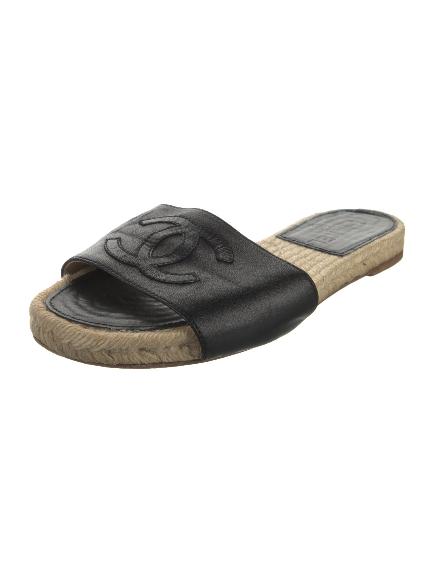 Chanel Interlocking CC Logo Leather Espadrilles