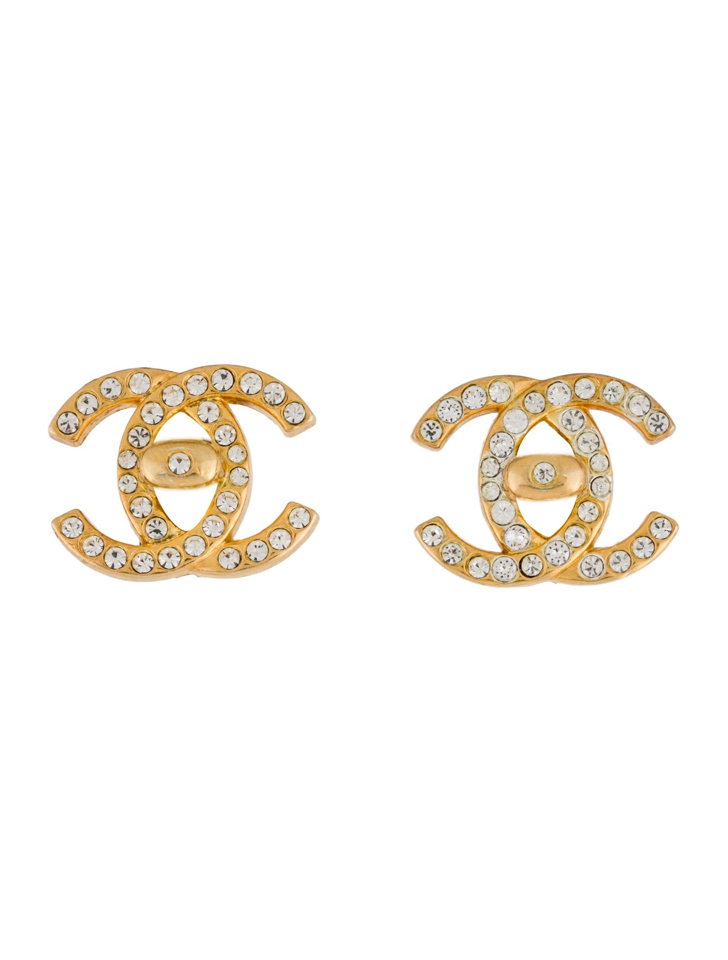 Chanel Vintage Strass CC Turnlock Clip-On Earrings
