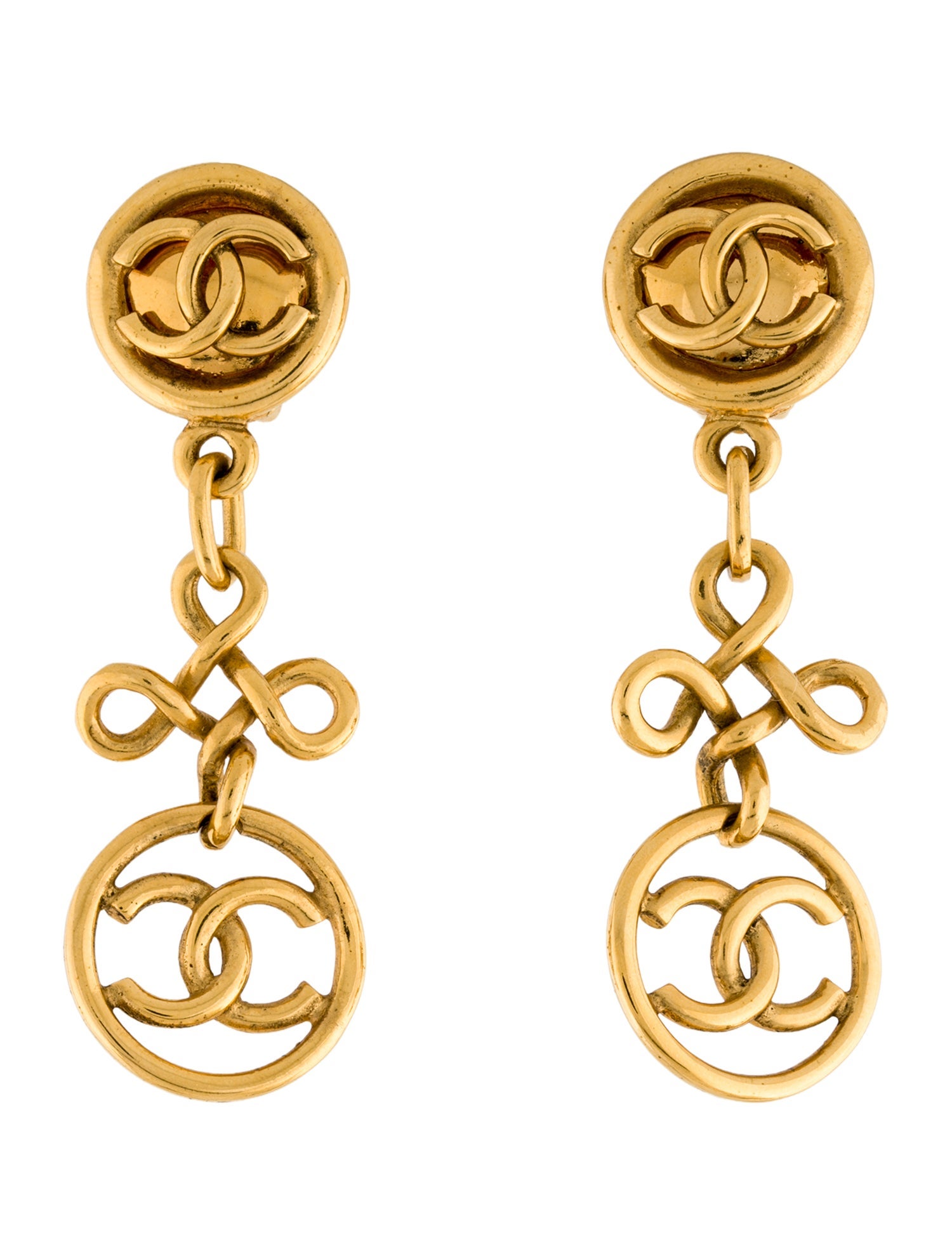 Chanel Vintage CC Drop Clip-On Earrings