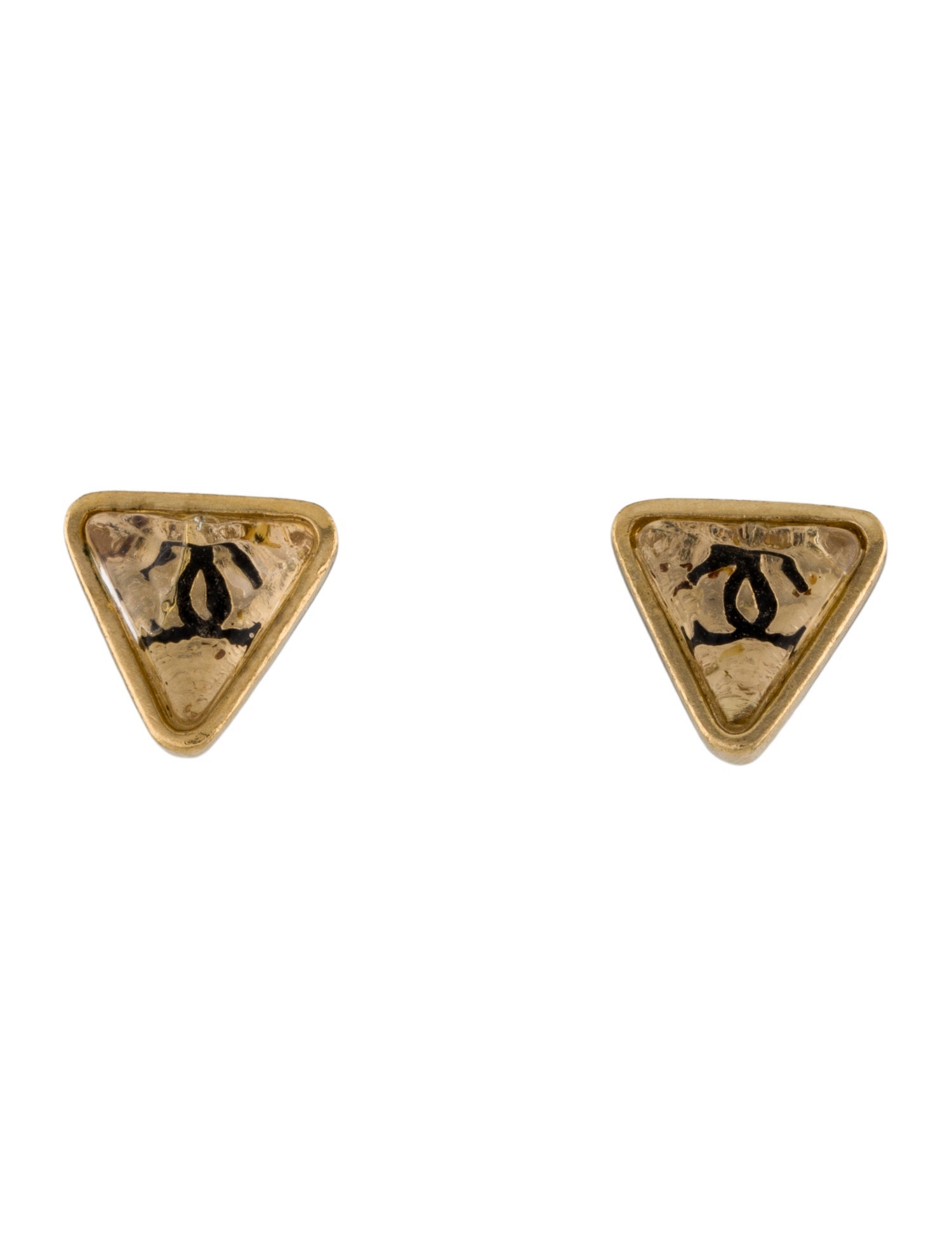 Chanel Vintage Resin Triangle Stud Earrings